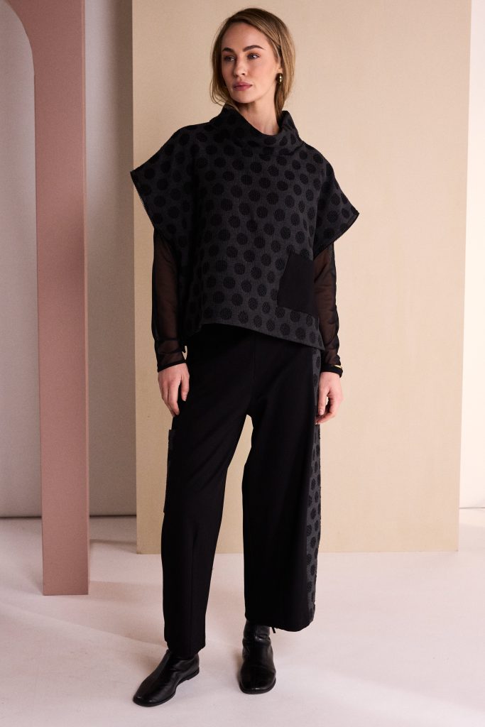 Black & Grey Jacquard Spot Trousers - NAW26274