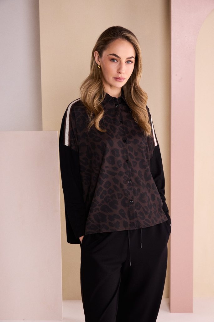 Black & Choko Animal Print Shirt - NAW26312
