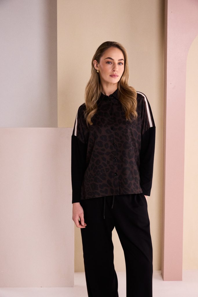 Black & Choko Animal Print Shirt - NAW26312