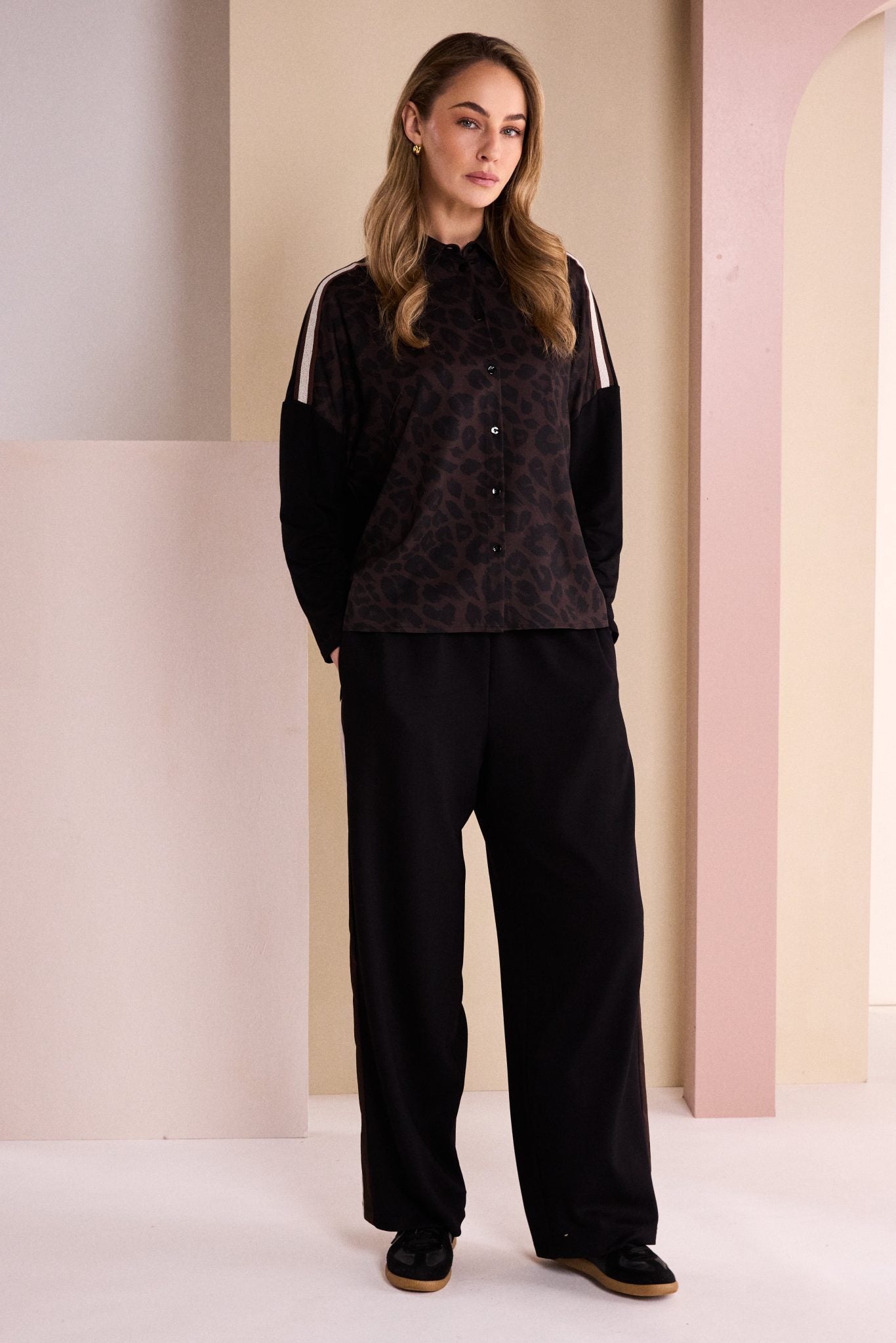 Black & Choko Animal Print Shirt - NAW26312