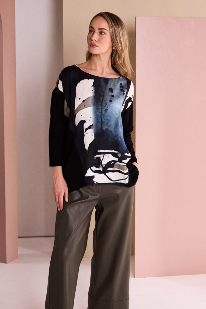 Black & Turuiz Print Top - NAW26321