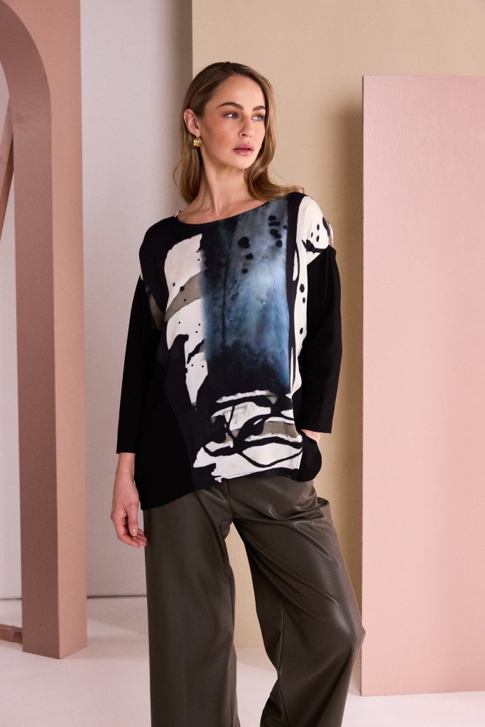 Black & Turuiz Print Top - NAW26321