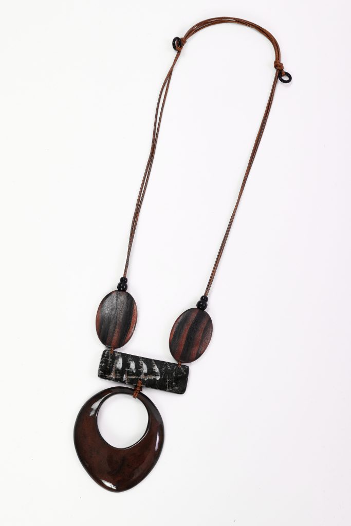 Black & Brown Disc Necklace - NAW26344