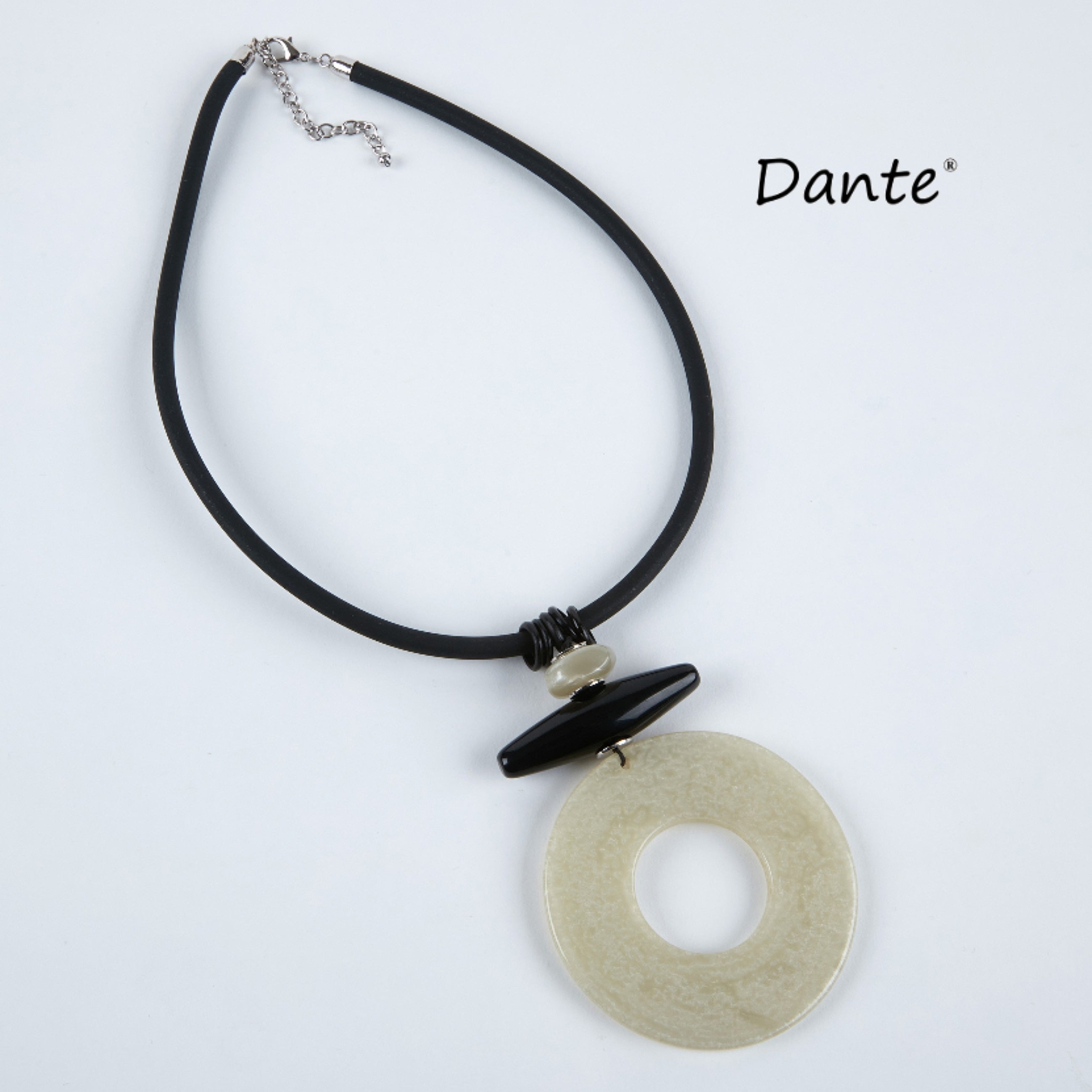 Black Clear Disc Necklace - NL30563