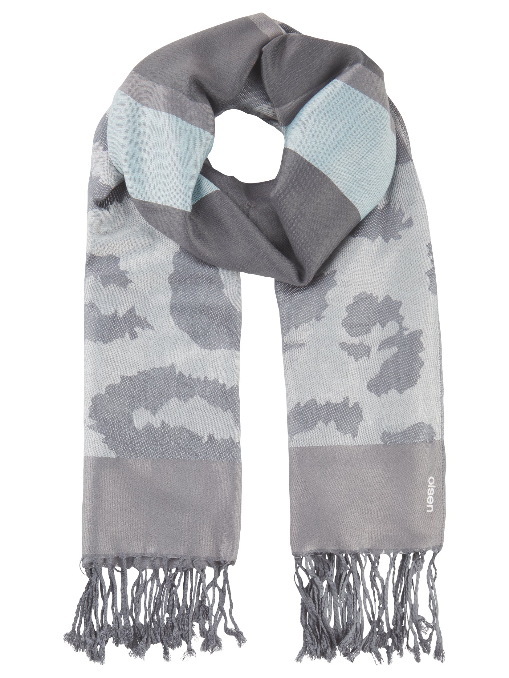 Grey Stone Stripe Print Scarf - 18001988