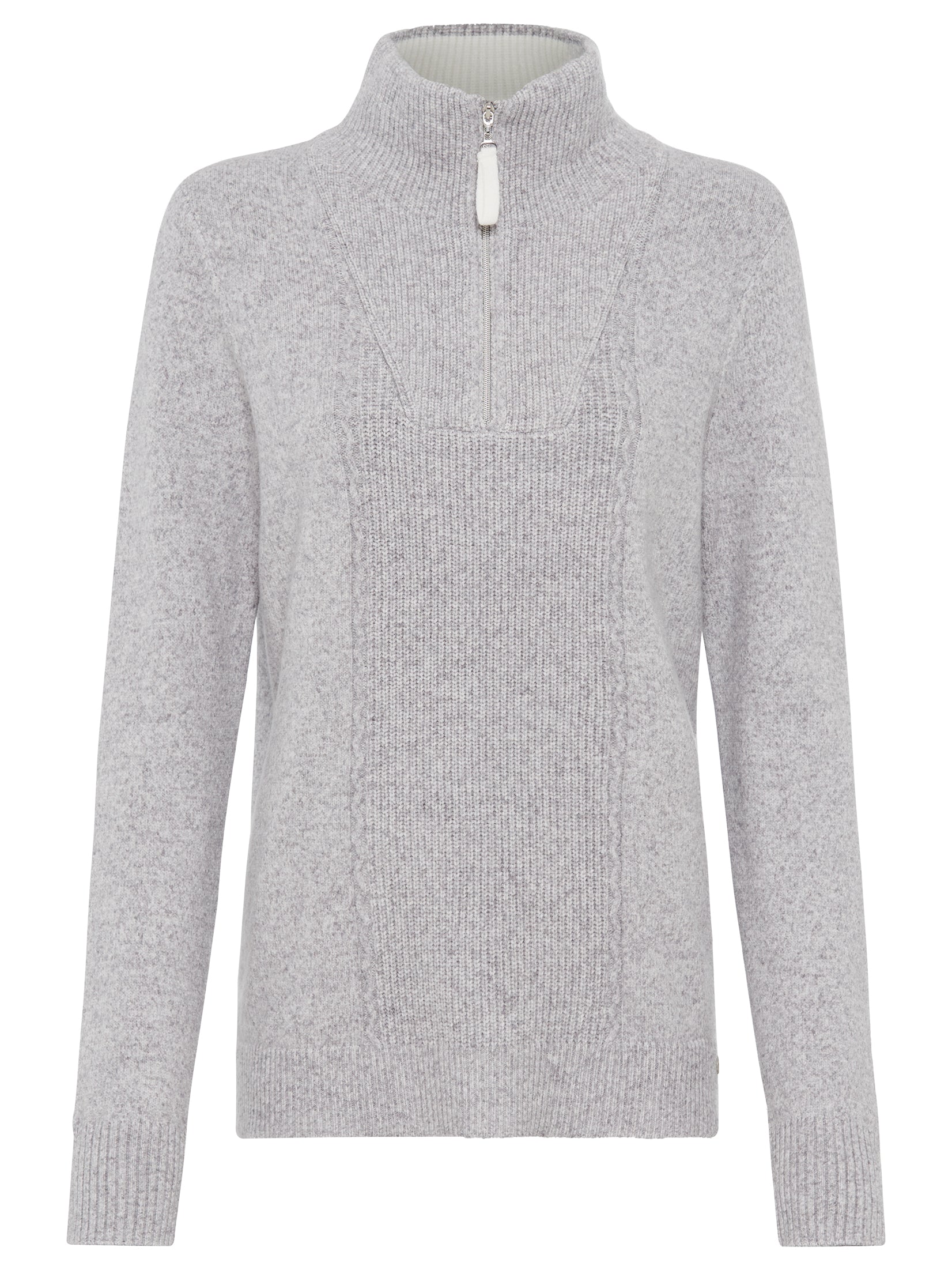 Misty Grey Zip Neck Sweater - 11004655