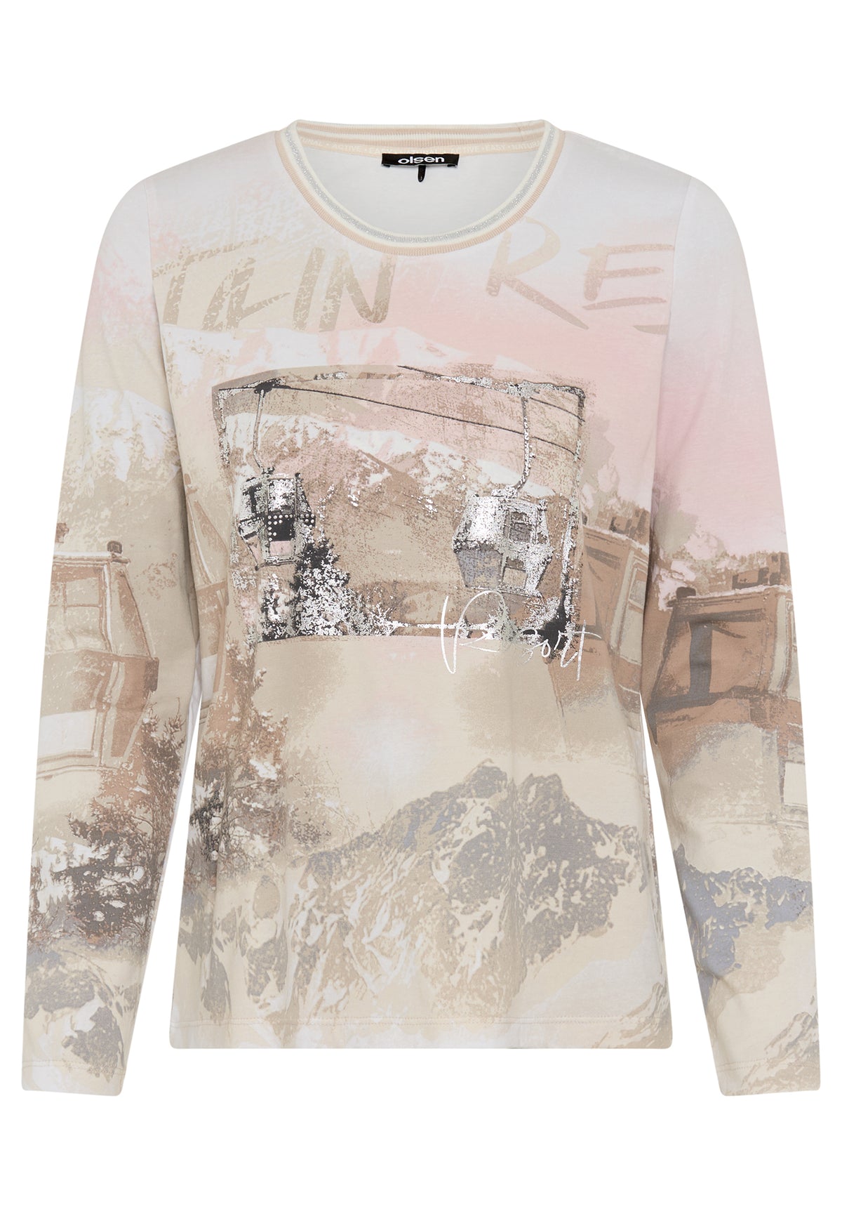 Almond Beige Ski Scene Top - 11105526