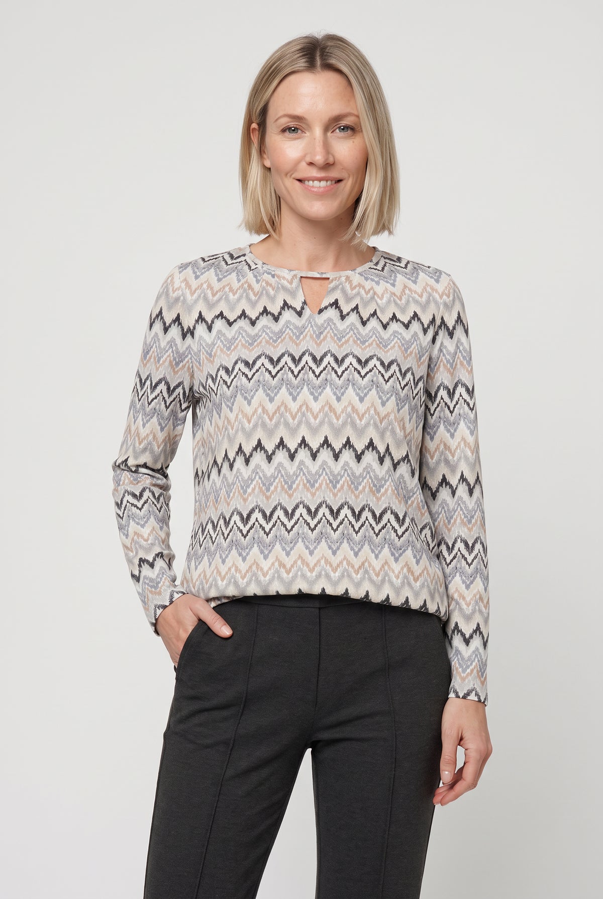 Almond Beige Print Top - 11105527