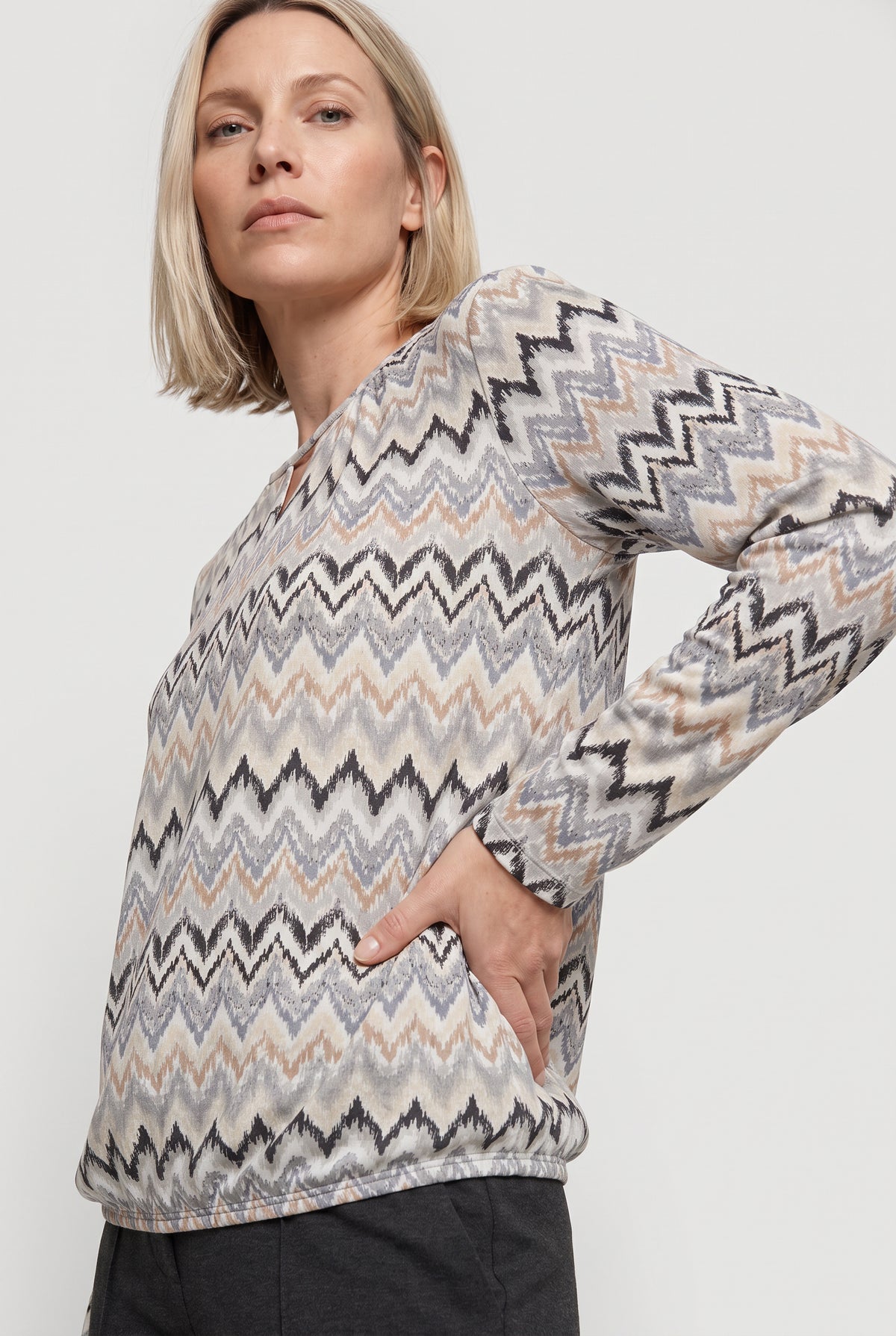 Almond Beige Print Top - 11105527