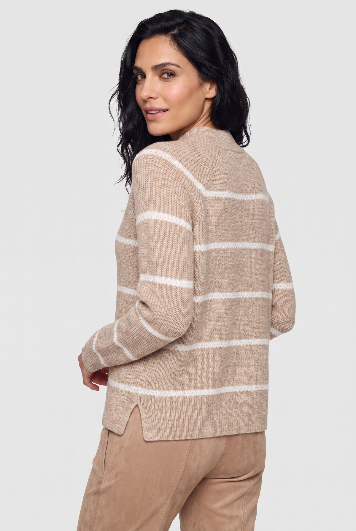 Hazelnut Melange Stripe Pullover - 11004970