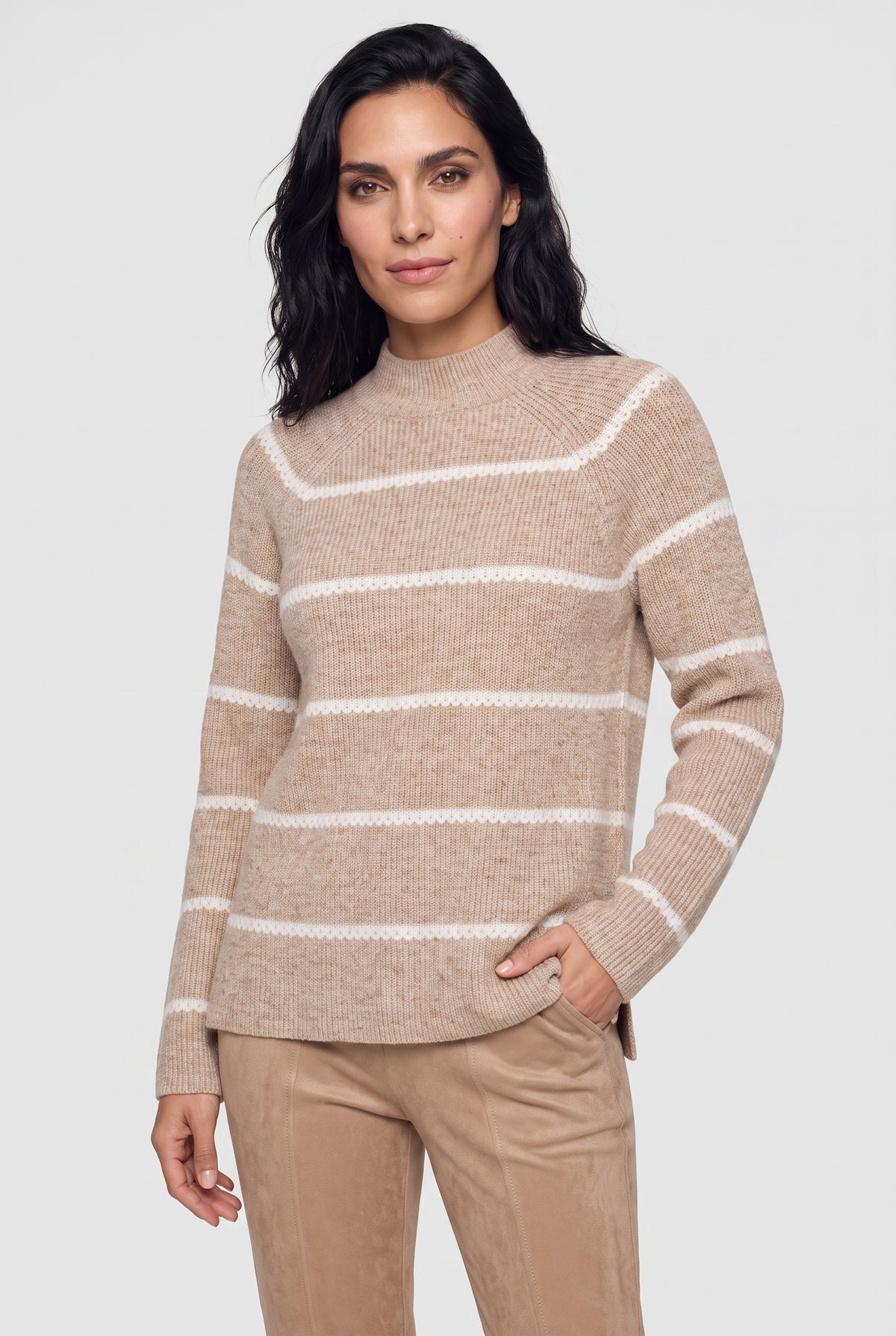 Hazelnut Melange Stripe Pullover - 11004970