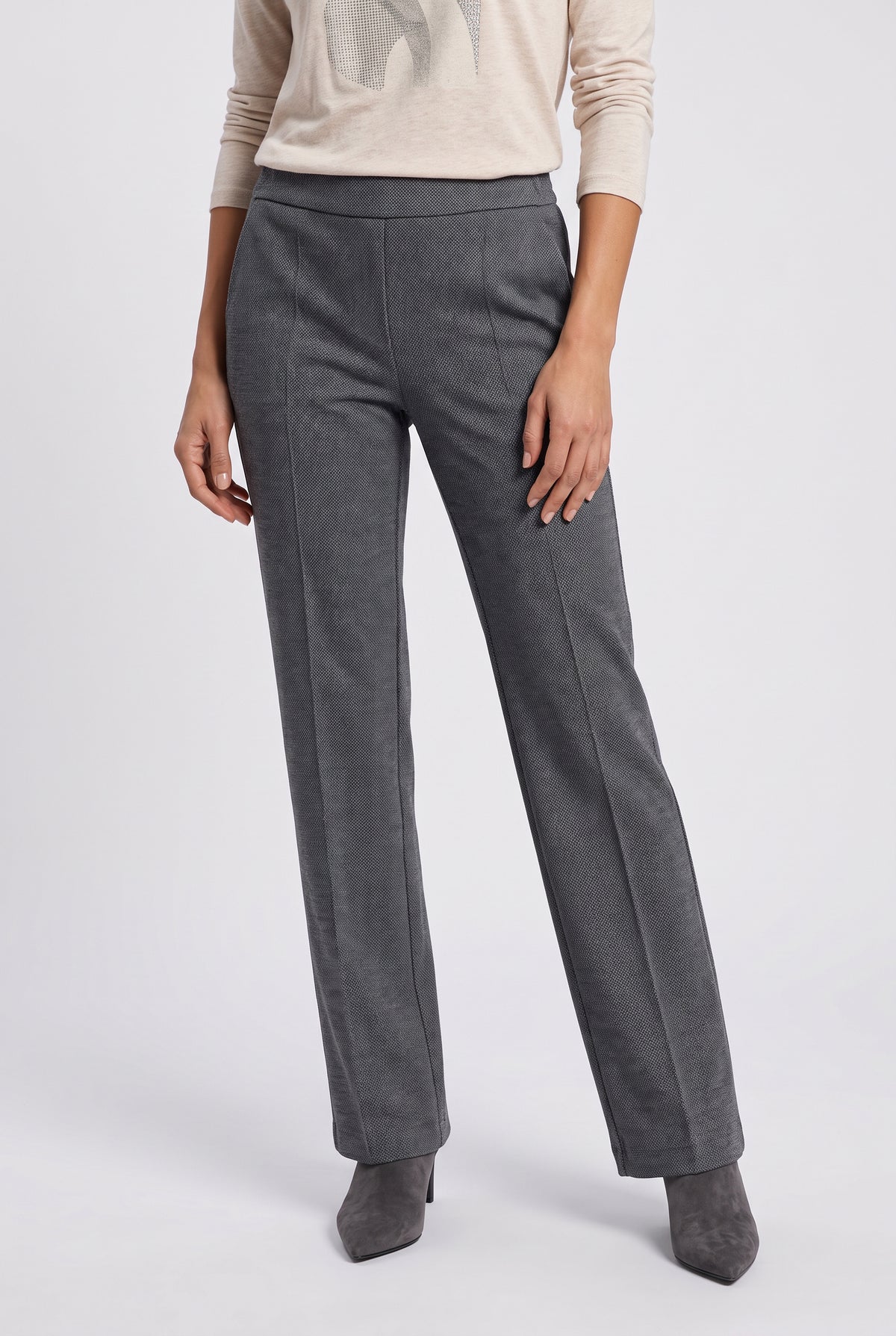 Mid Grey Melange Trousers - 14002569