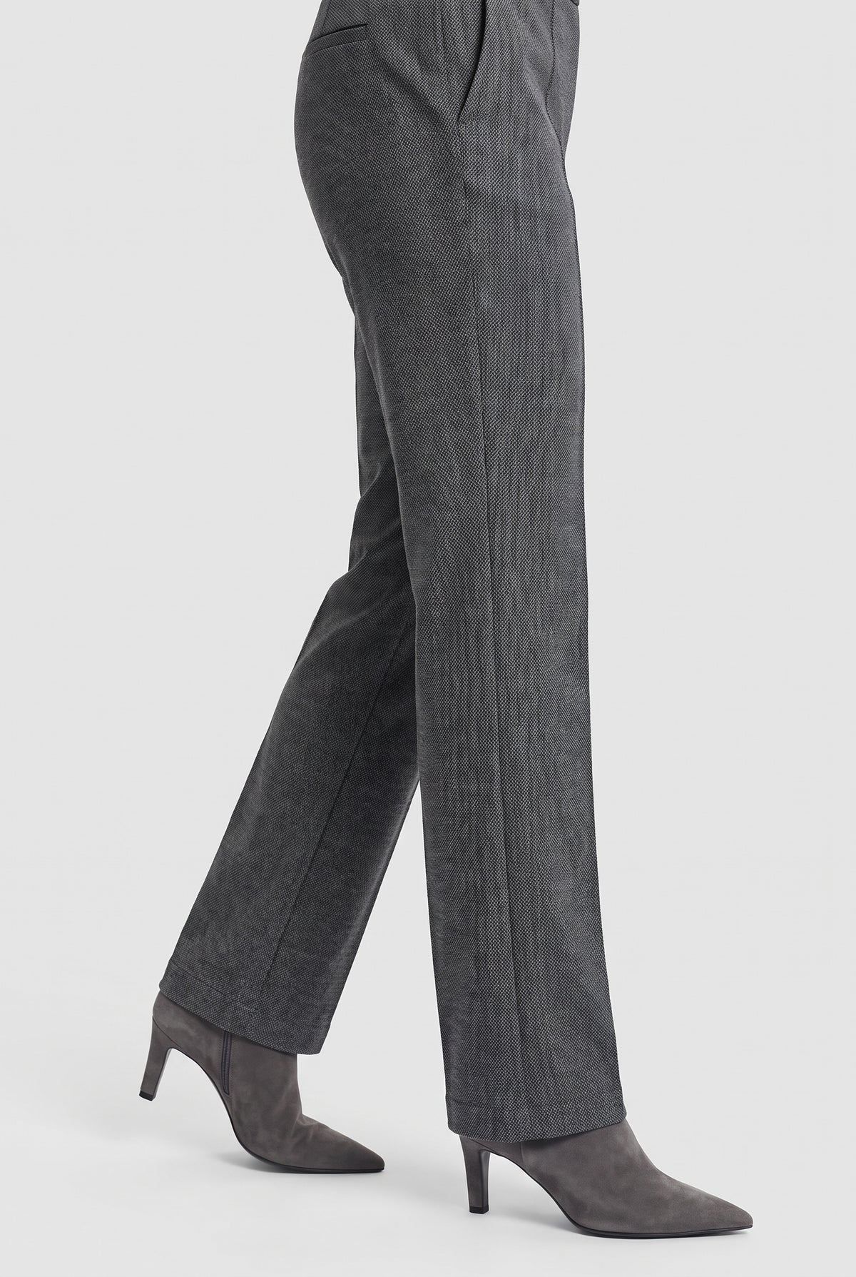Mid Grey Melange Trousers - 14002569