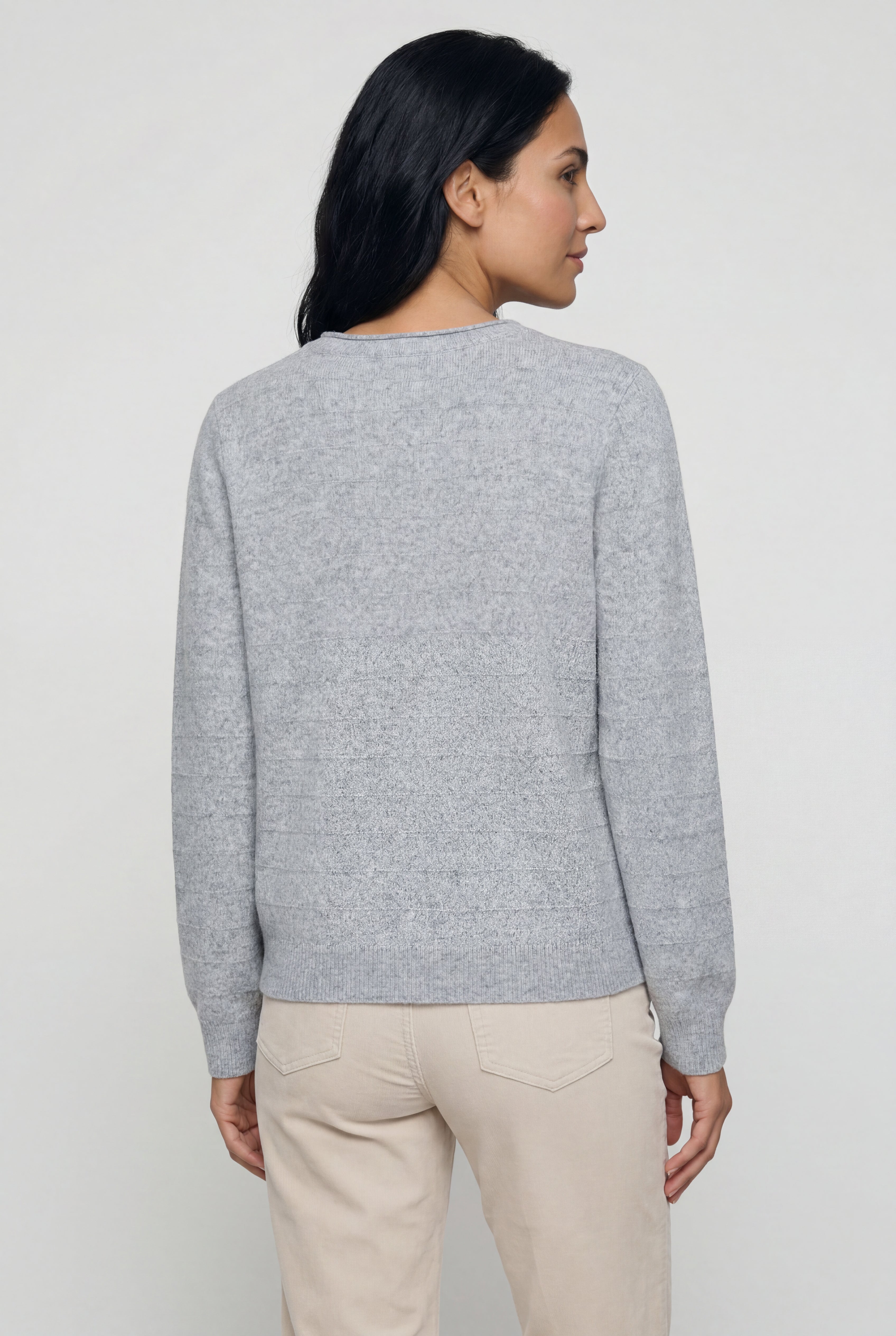 Pearl Grey Melange Pullover - 11000113