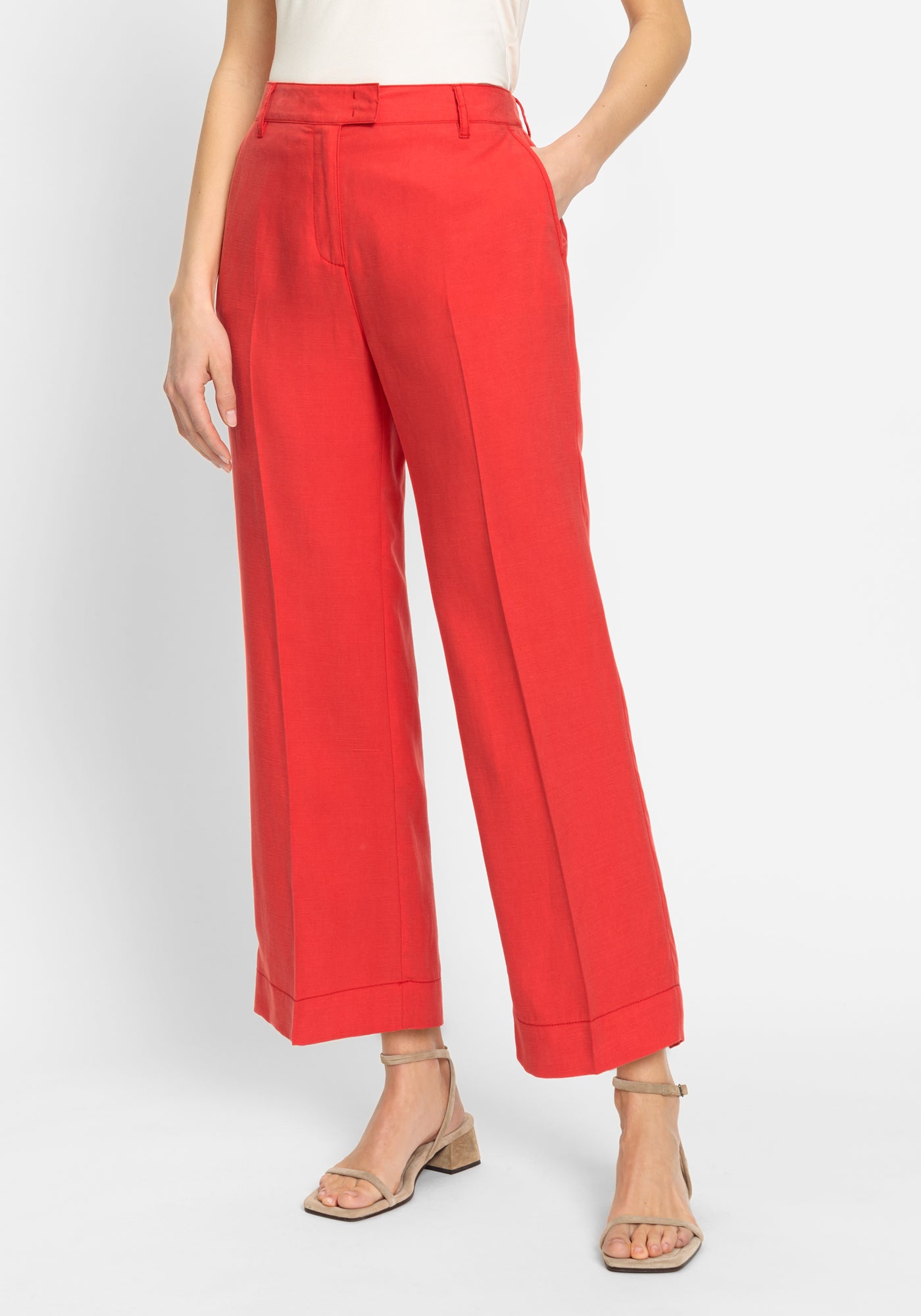 Poppy Red Cropped Trousers 14002165