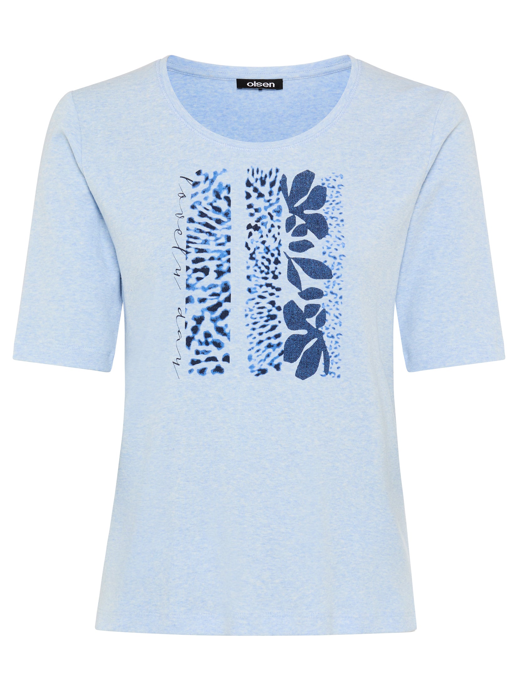 Cloud Blue Front Print T-shirt - 11100633
