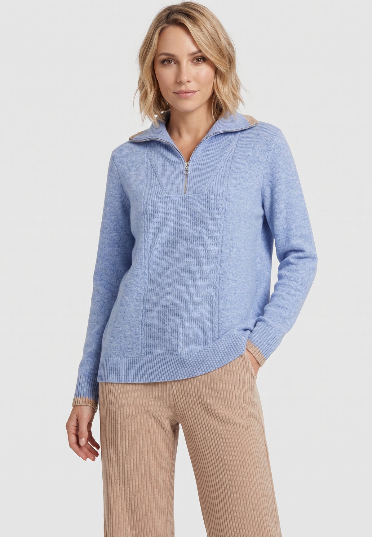 River Blue Melange Zip Pullover - 11004939