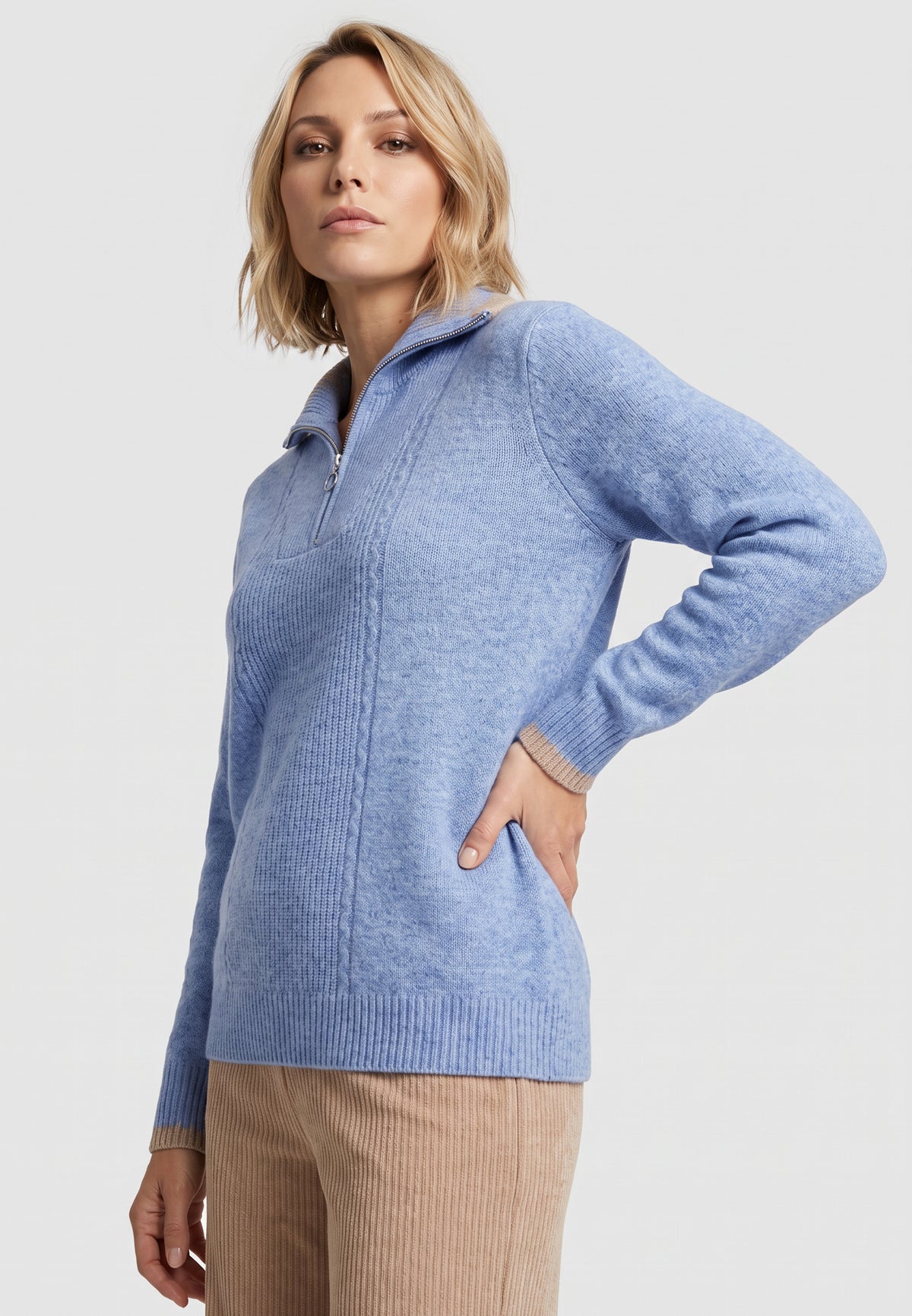 River Blue Melange Zip Pullover - 11004939