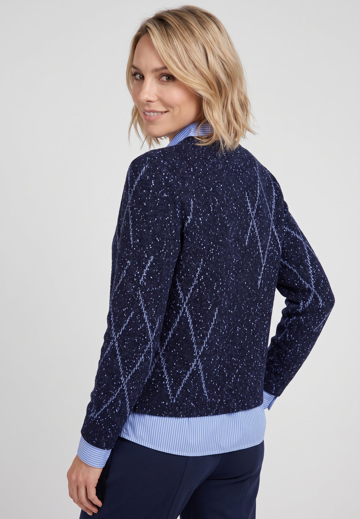 Ink Blue Diamond Design Sweater - 11004948