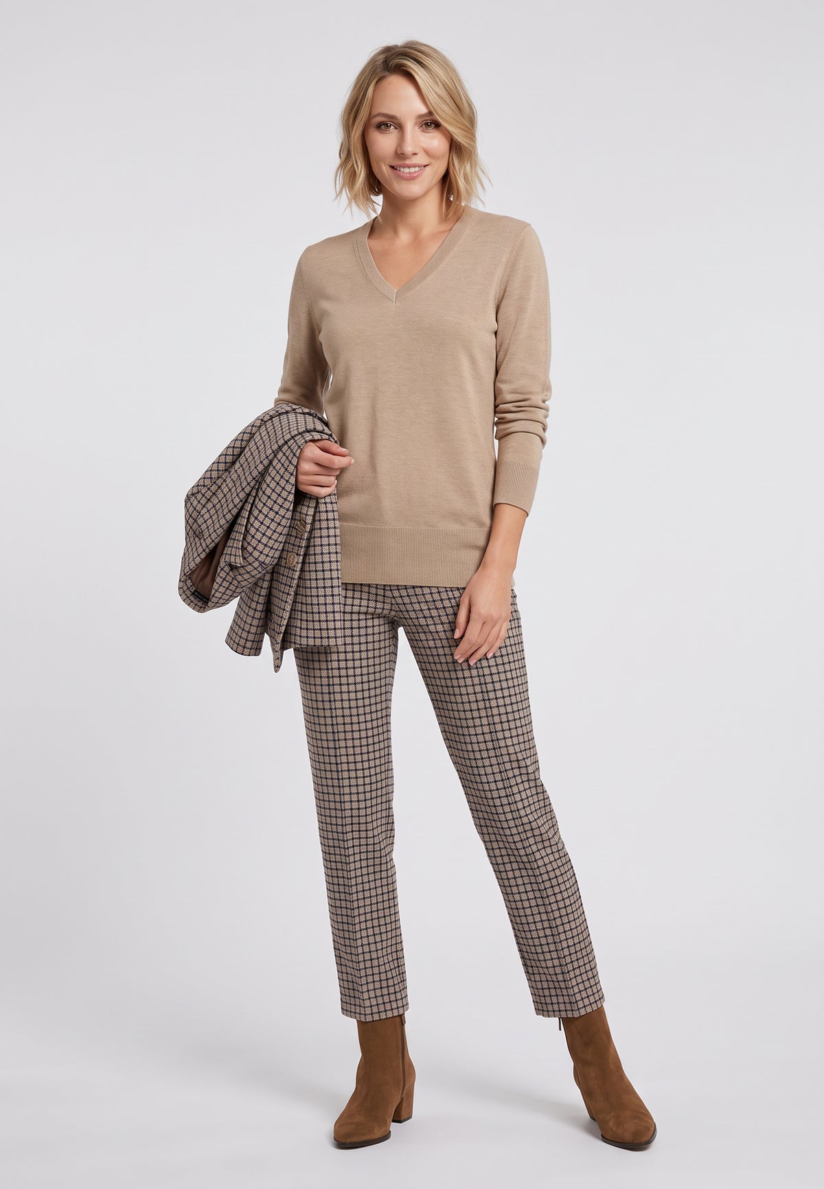 Hazelnut Check Trousers - 14002225