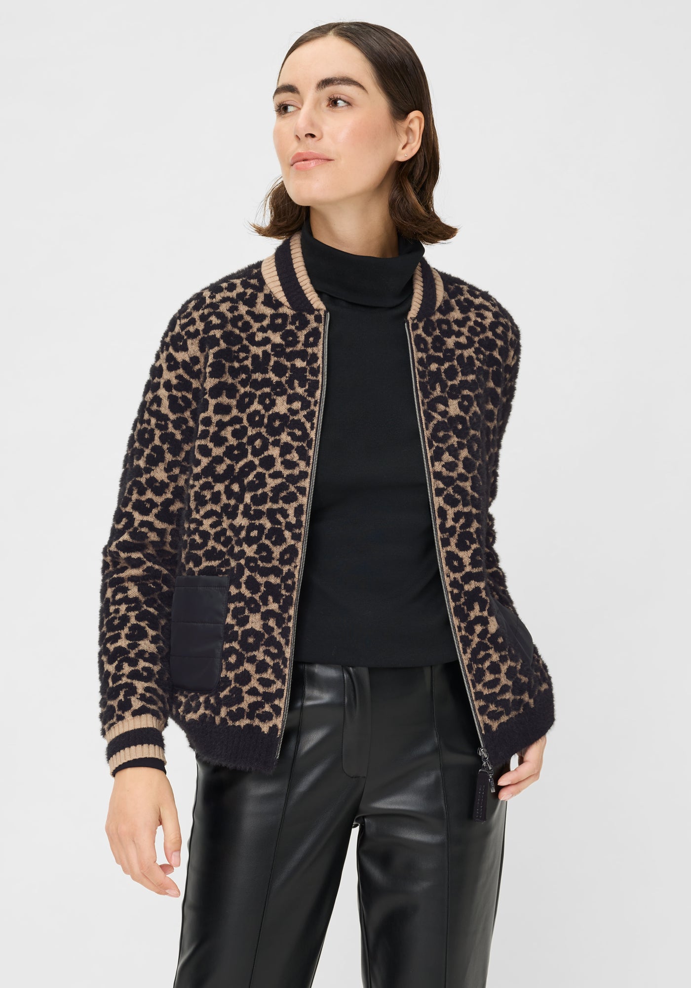 Animal Print Zip Knit Jacket - 11004704