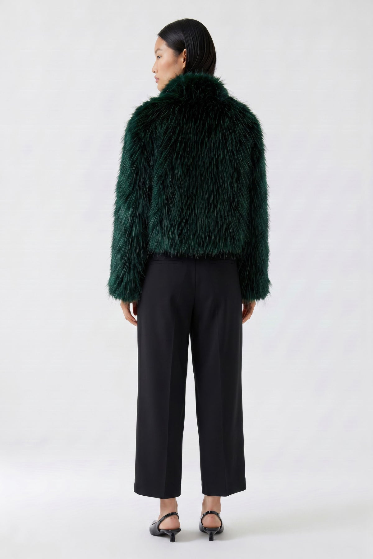 Dark Green Faux Fur Jacket - 100473