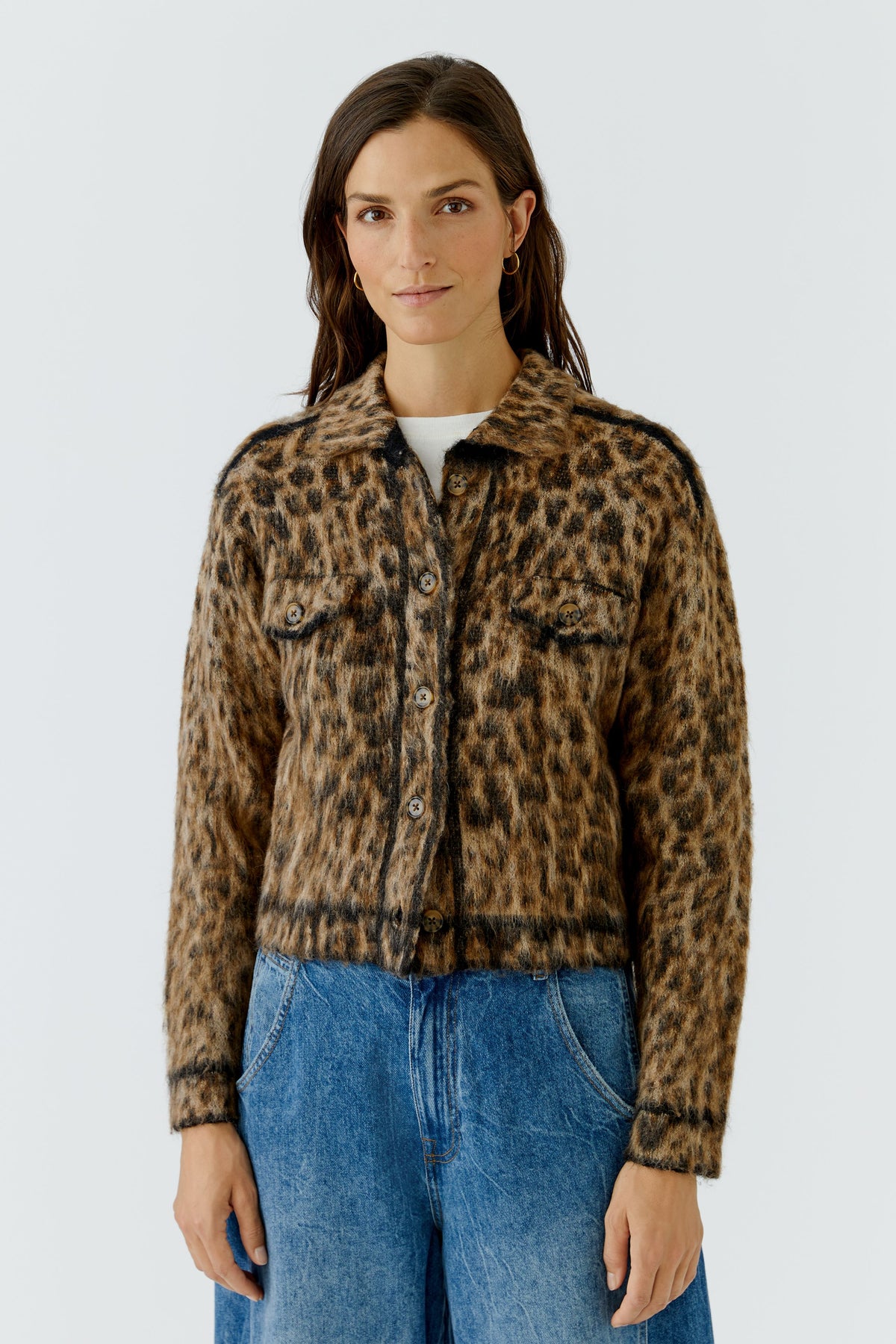 Camel Grey Animal Print Jacket - 100043