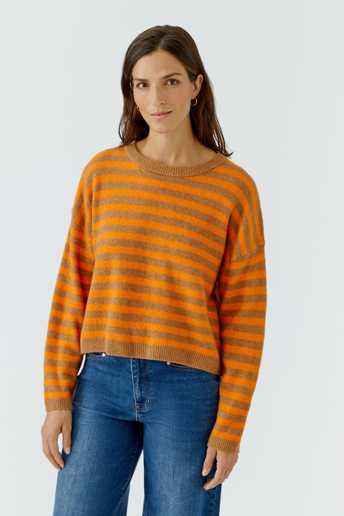 Dark Camel Orange Stripe Sweater - 92275