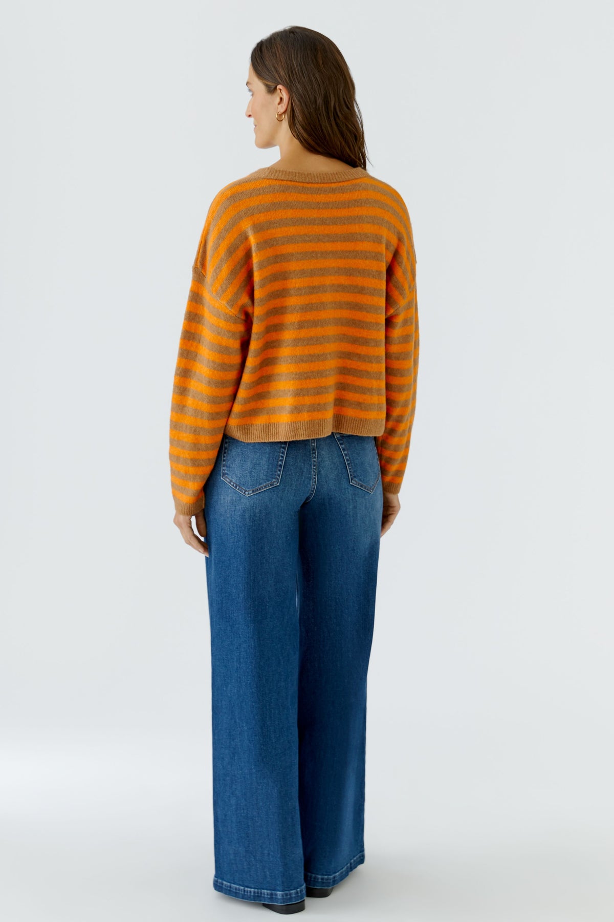 Dark Camel Orange Stripe Sweater - 92275