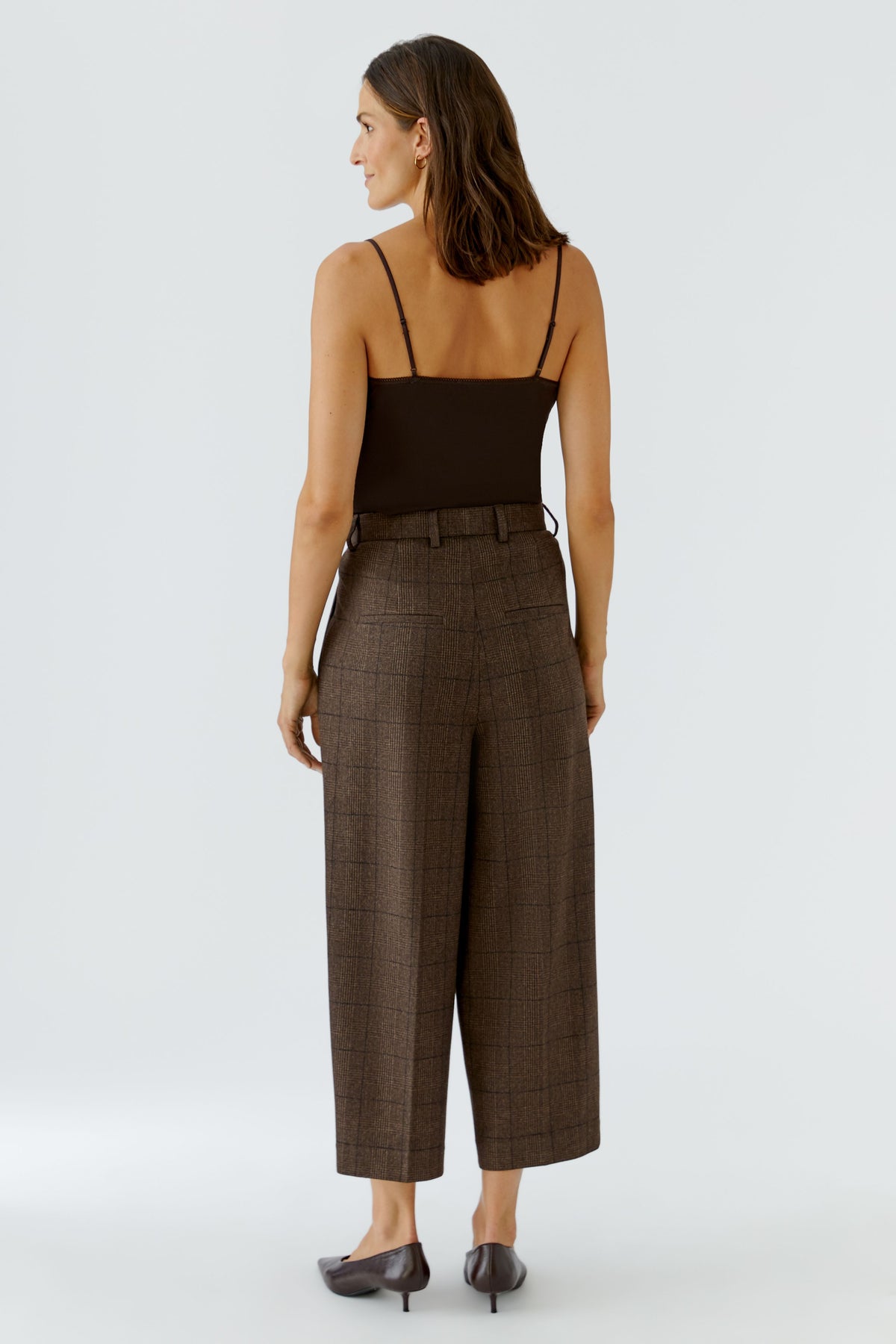 Brown Check Front Pleat Trousers - 100440