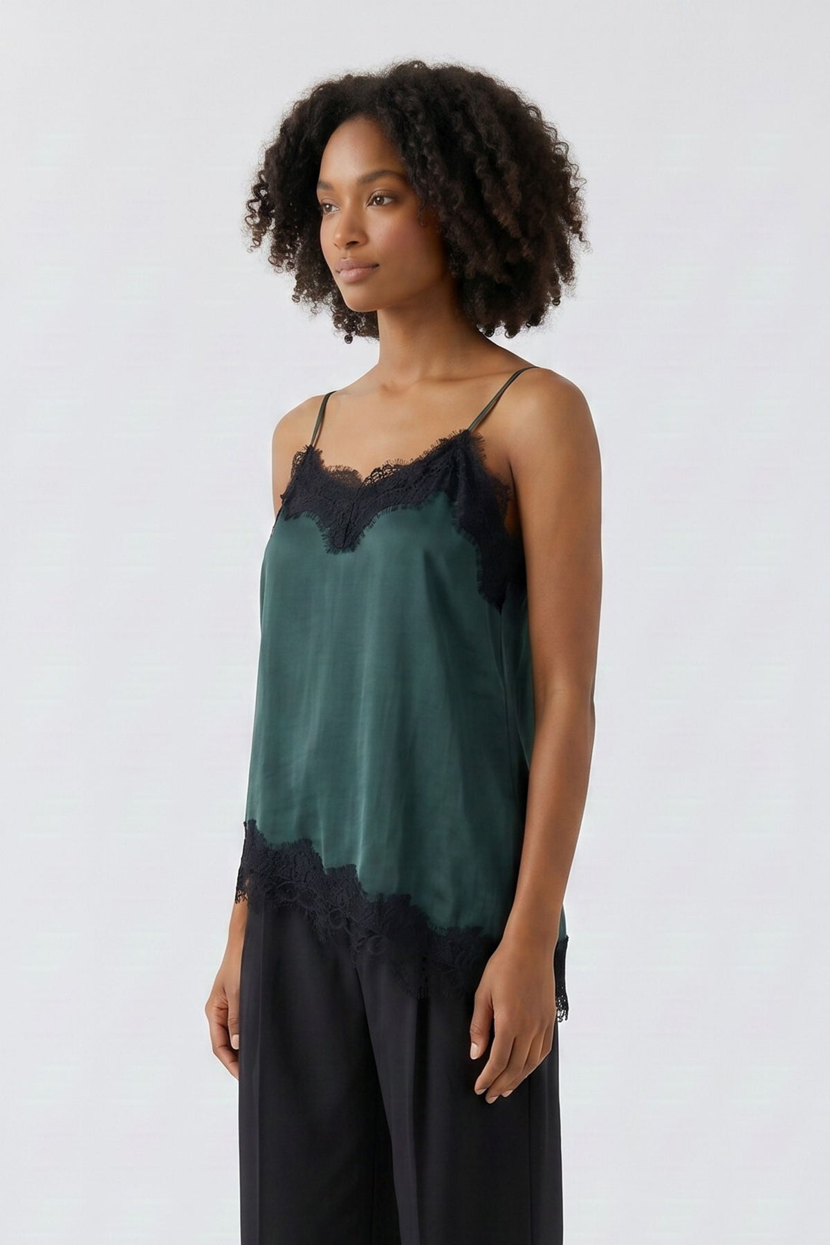 Scarab Lace Trim Satin Cami - 100004