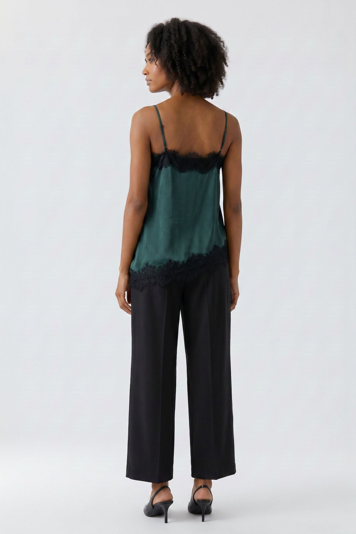 Scarab Lace Trim Satin Cami - 100004