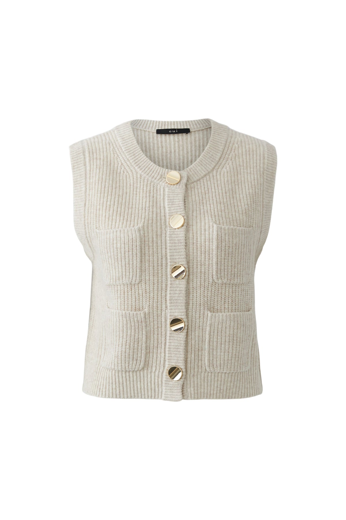 Lt Beige Melange Knitted Waistcoat - 99864