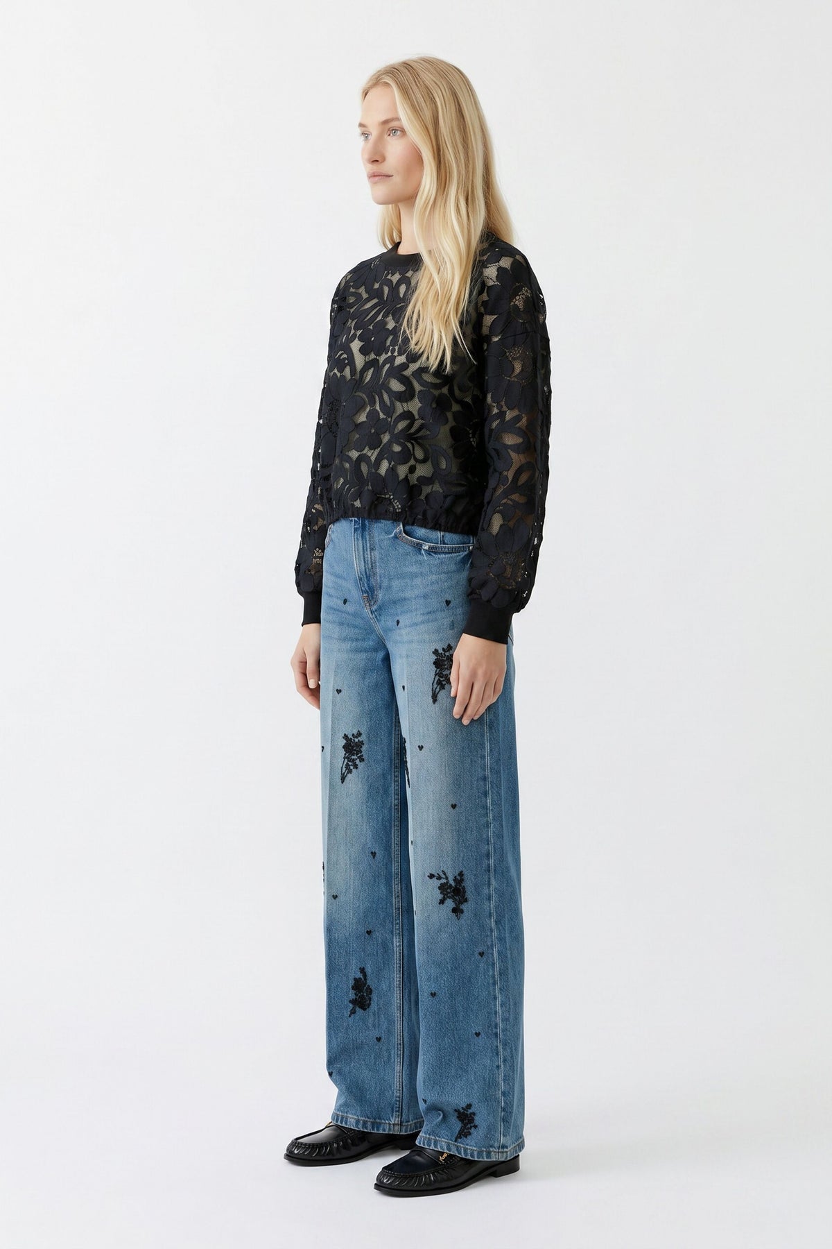 Black Lace Sweatshirt - 99922