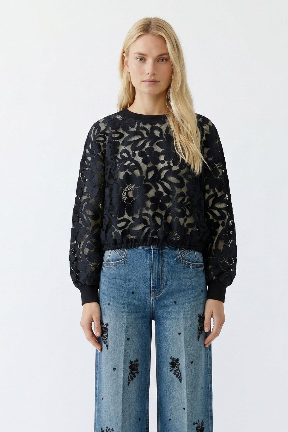 Black Lace Sweatshirt - 99922