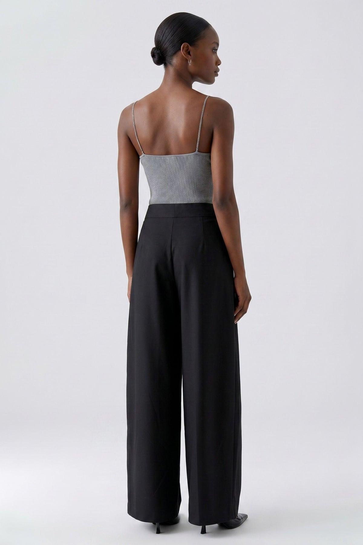 Black Pleat Front Trousers - 100137