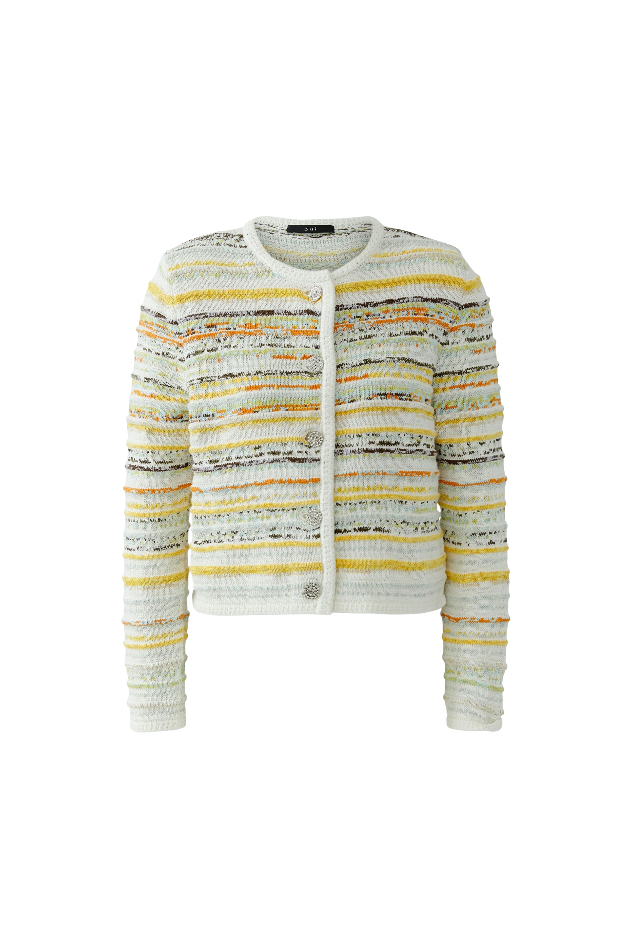 White & Yellow Stripe Cardigan - 97327