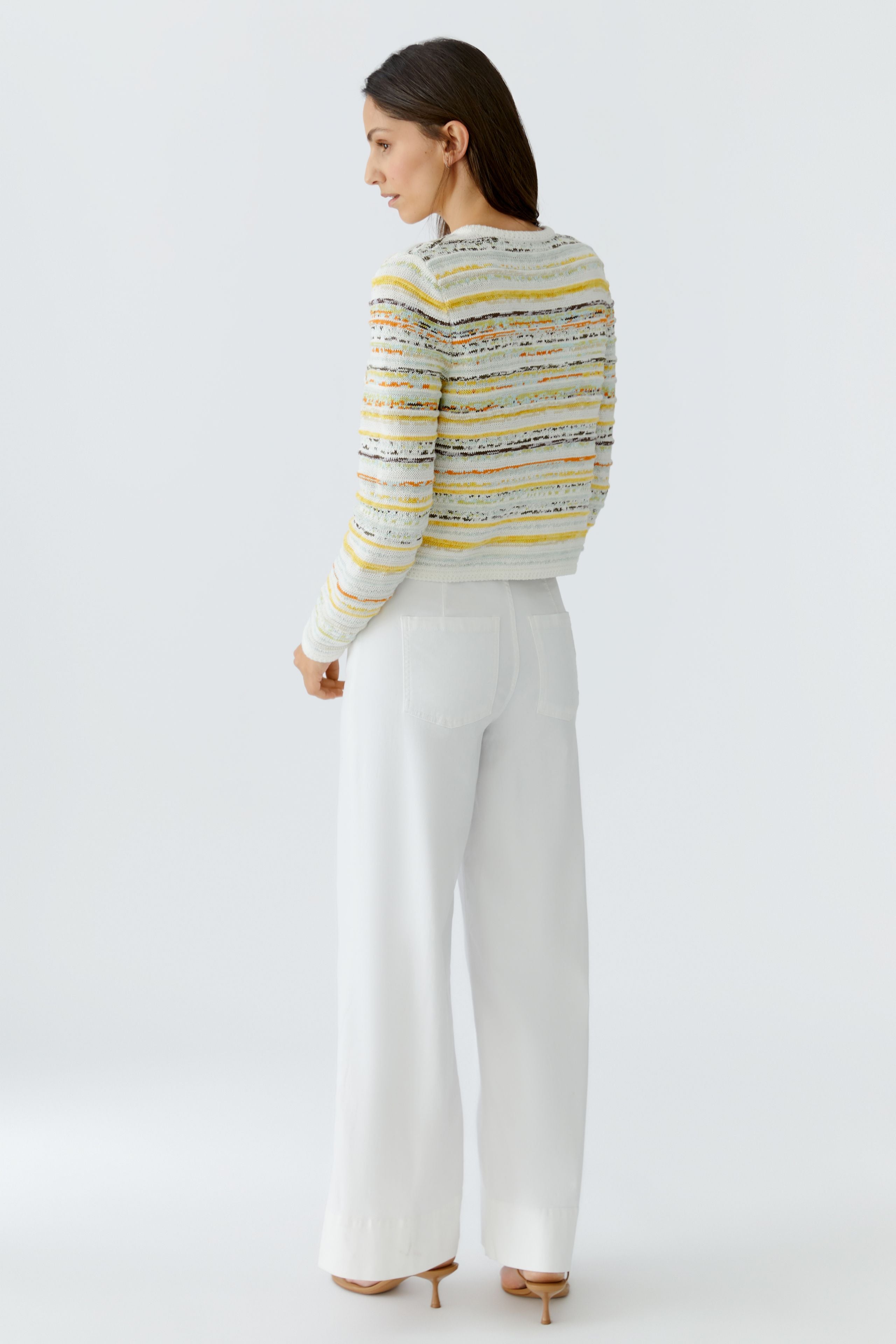 White & Yellow Stripe Cardigan - 97327