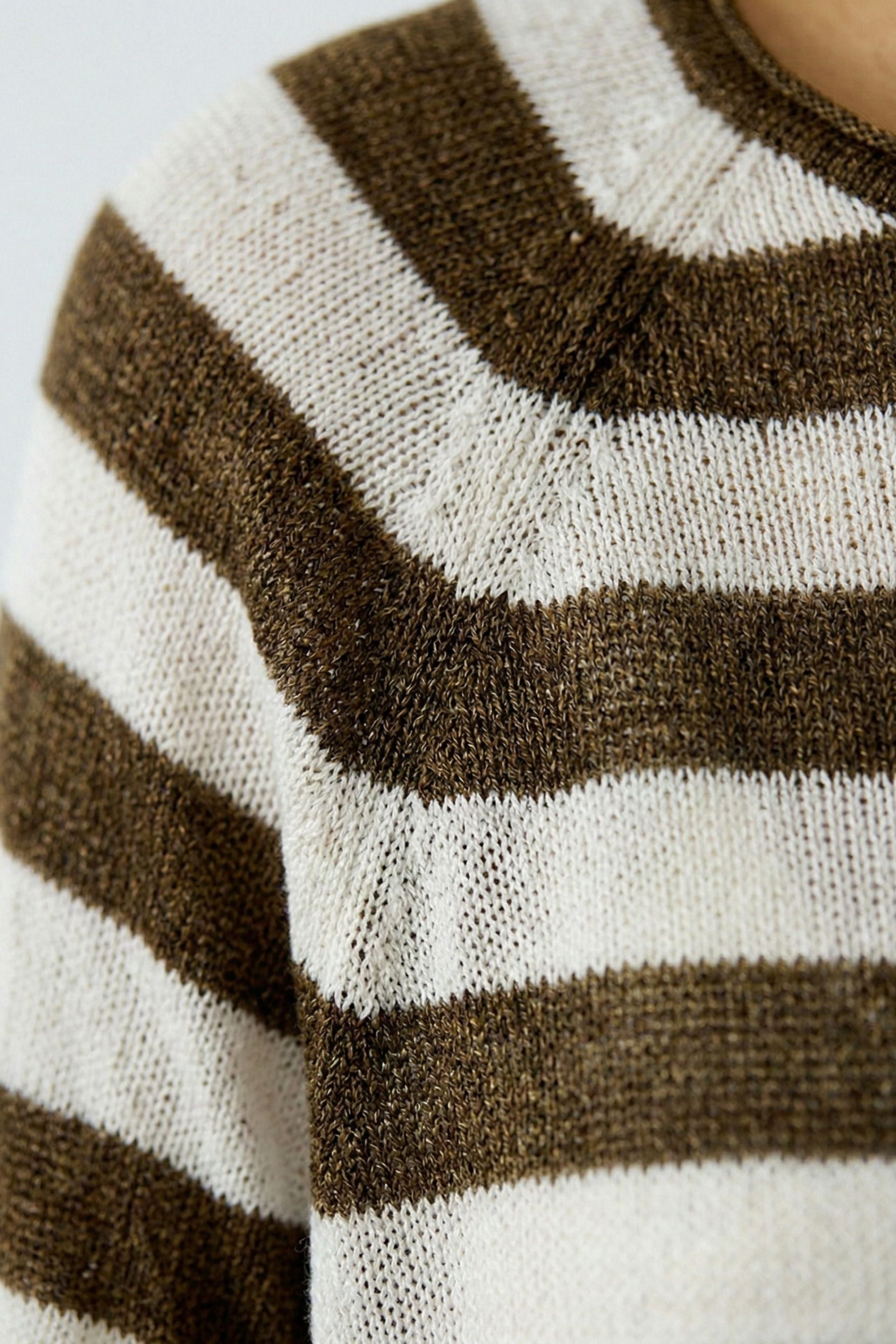 Dark Brown Striped Sweater - 97418