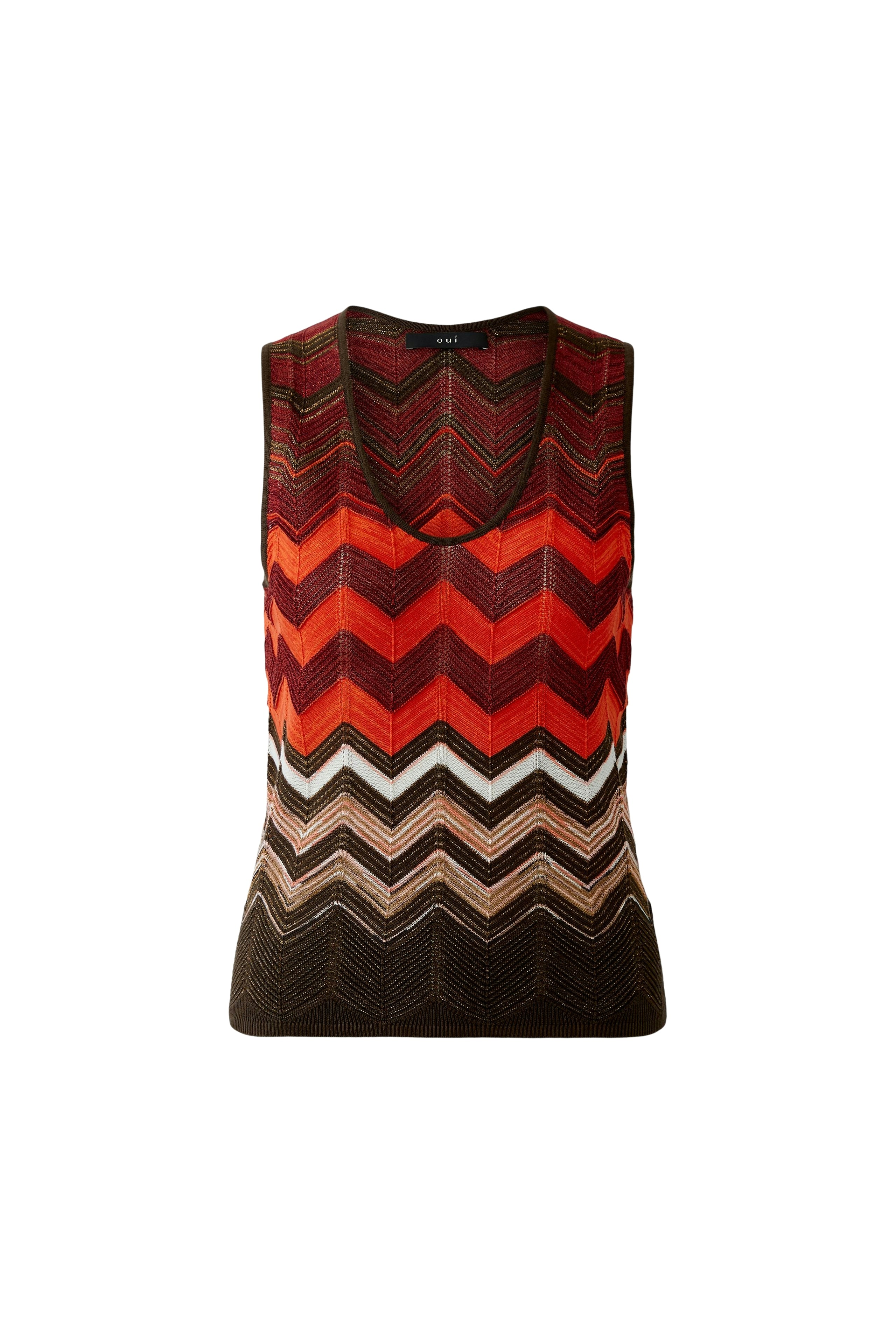 Dark Brown & Red Knitted Top - 97567