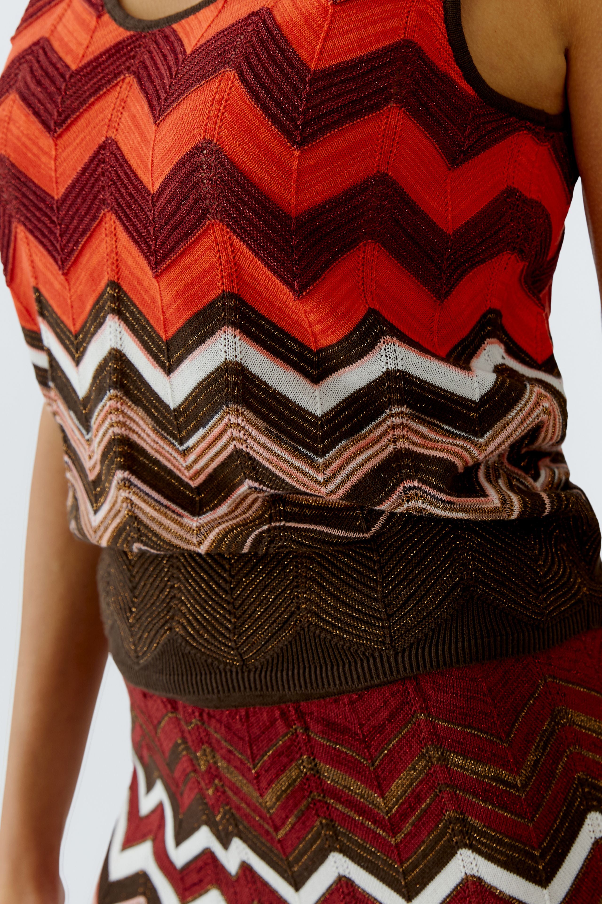 Dark Brown & Red Knitted Top - 97567