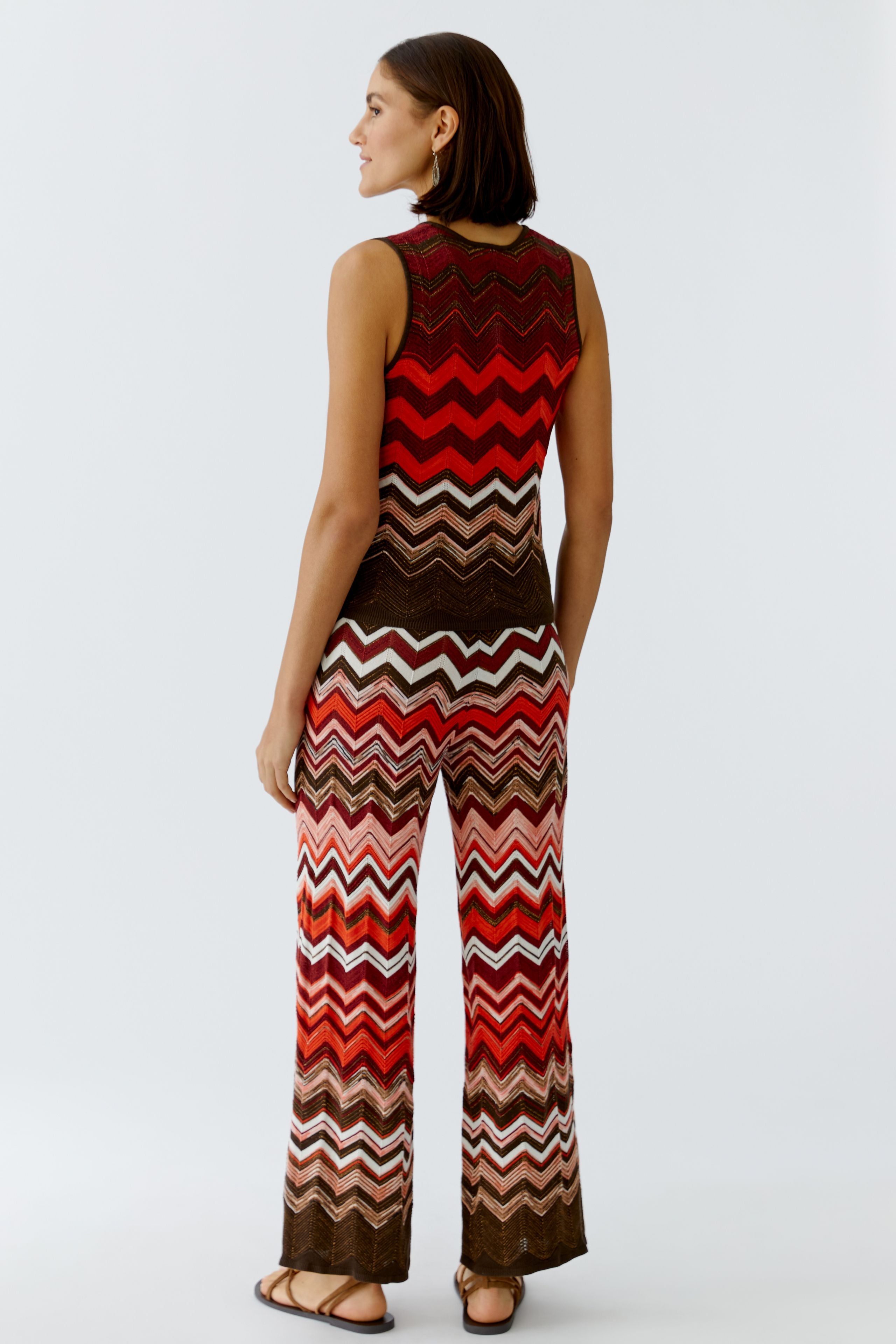 Dark Brown & Red Knitted Top - 97567