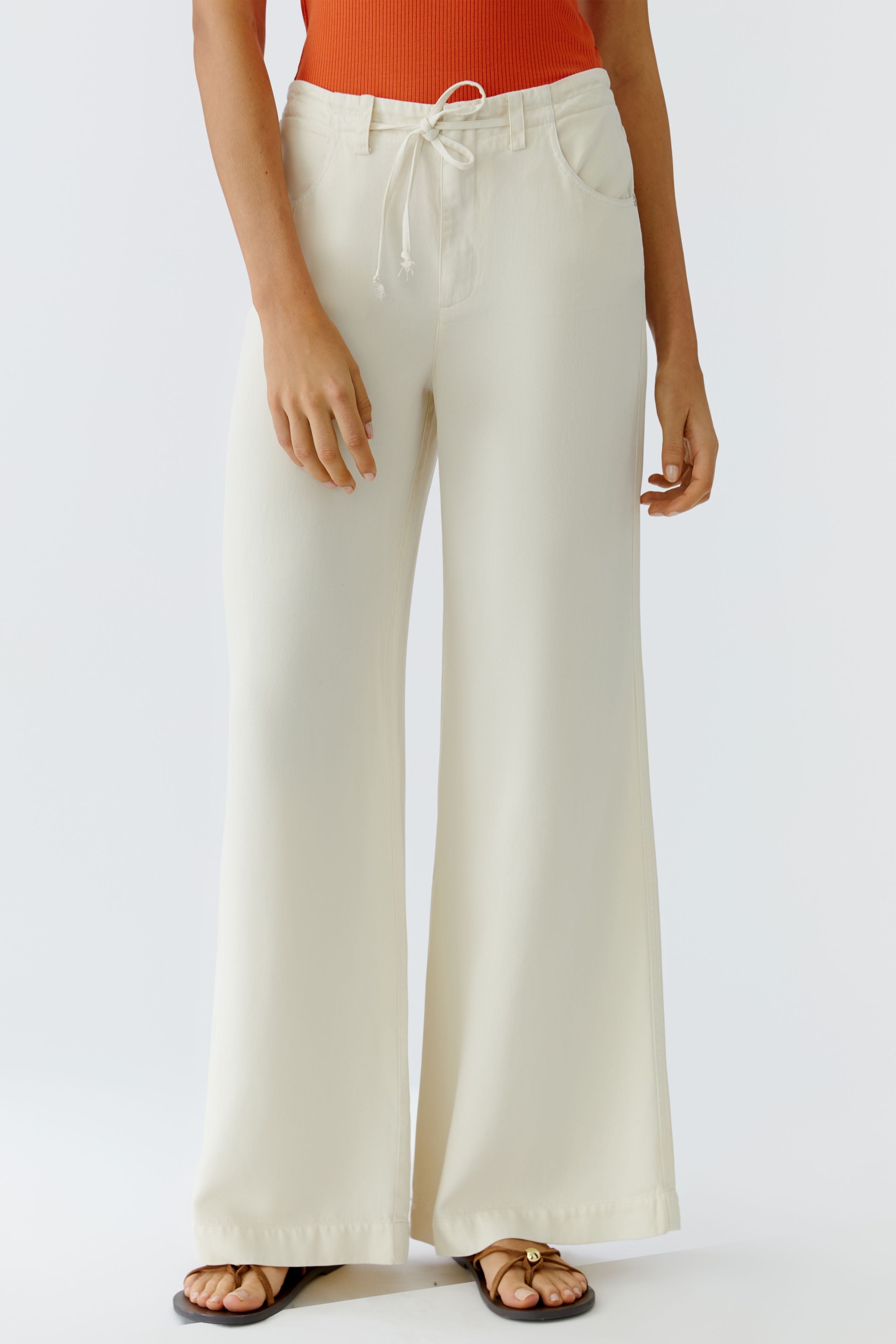 Off White Drawstring Trousers - 98292