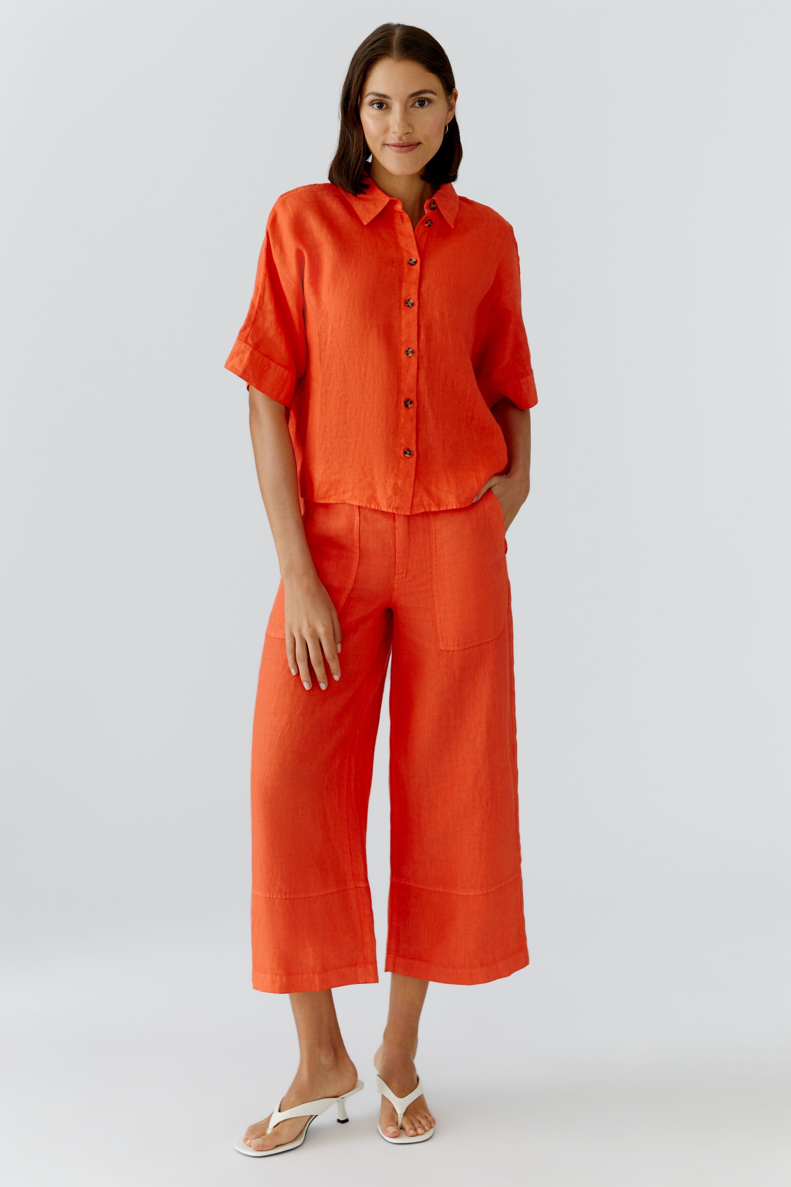 Pinciana Orange Linen Shirt - 97229