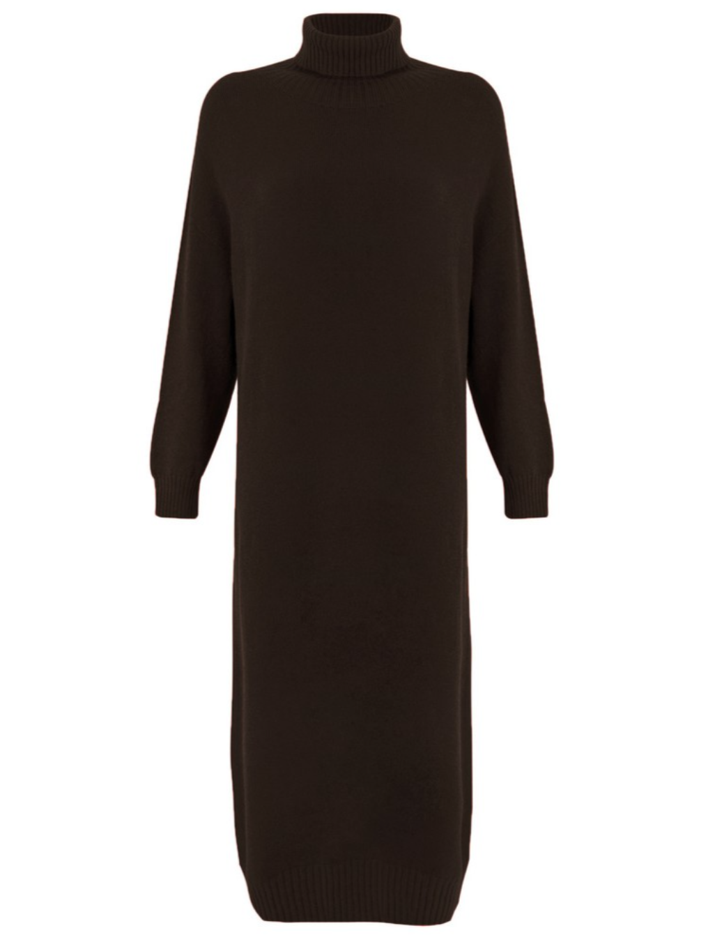 Paige E Dark Chocolate Polo Neck Knit Dress