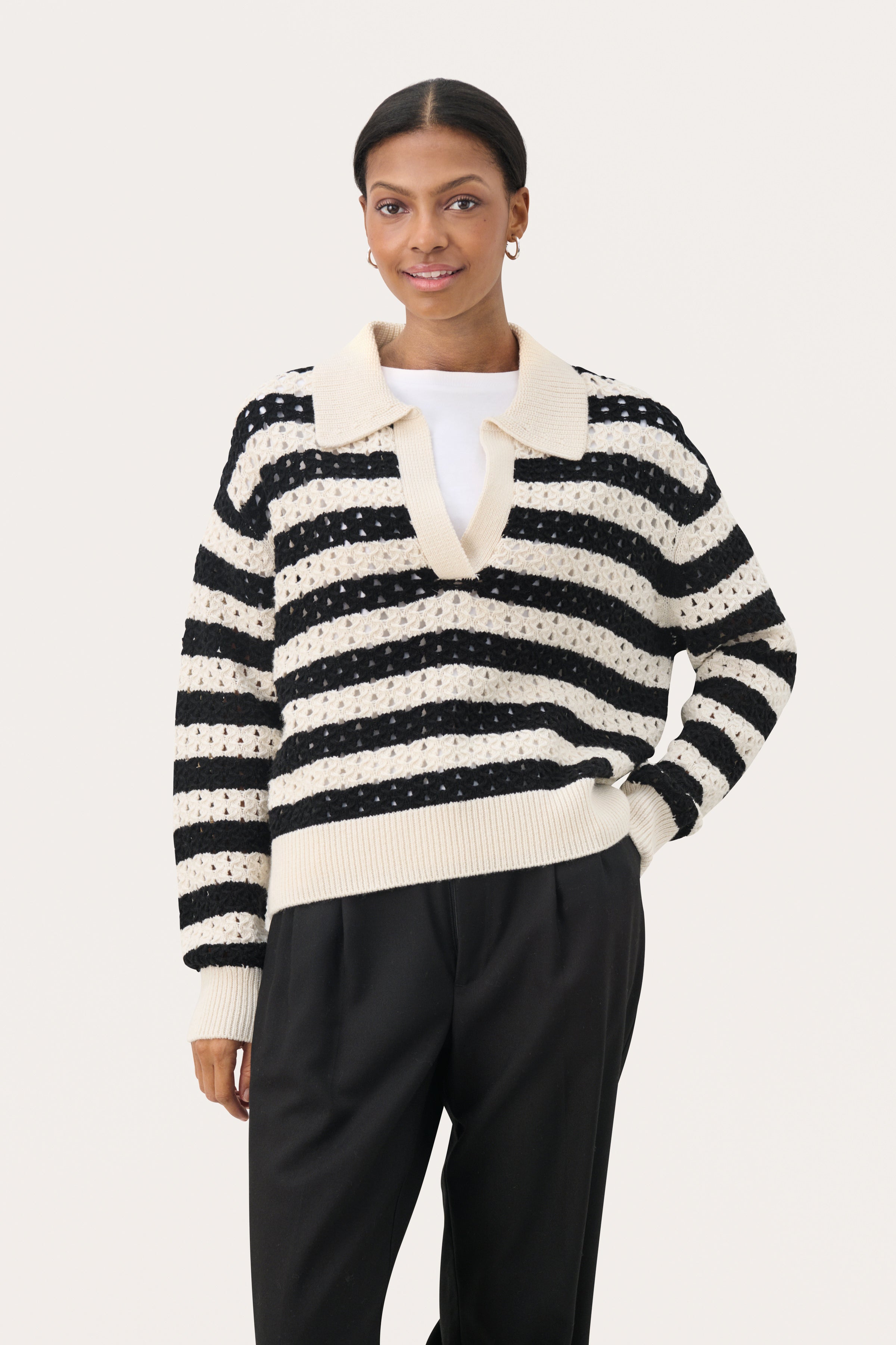 Naiya Black Stripe Sweater - 30309429