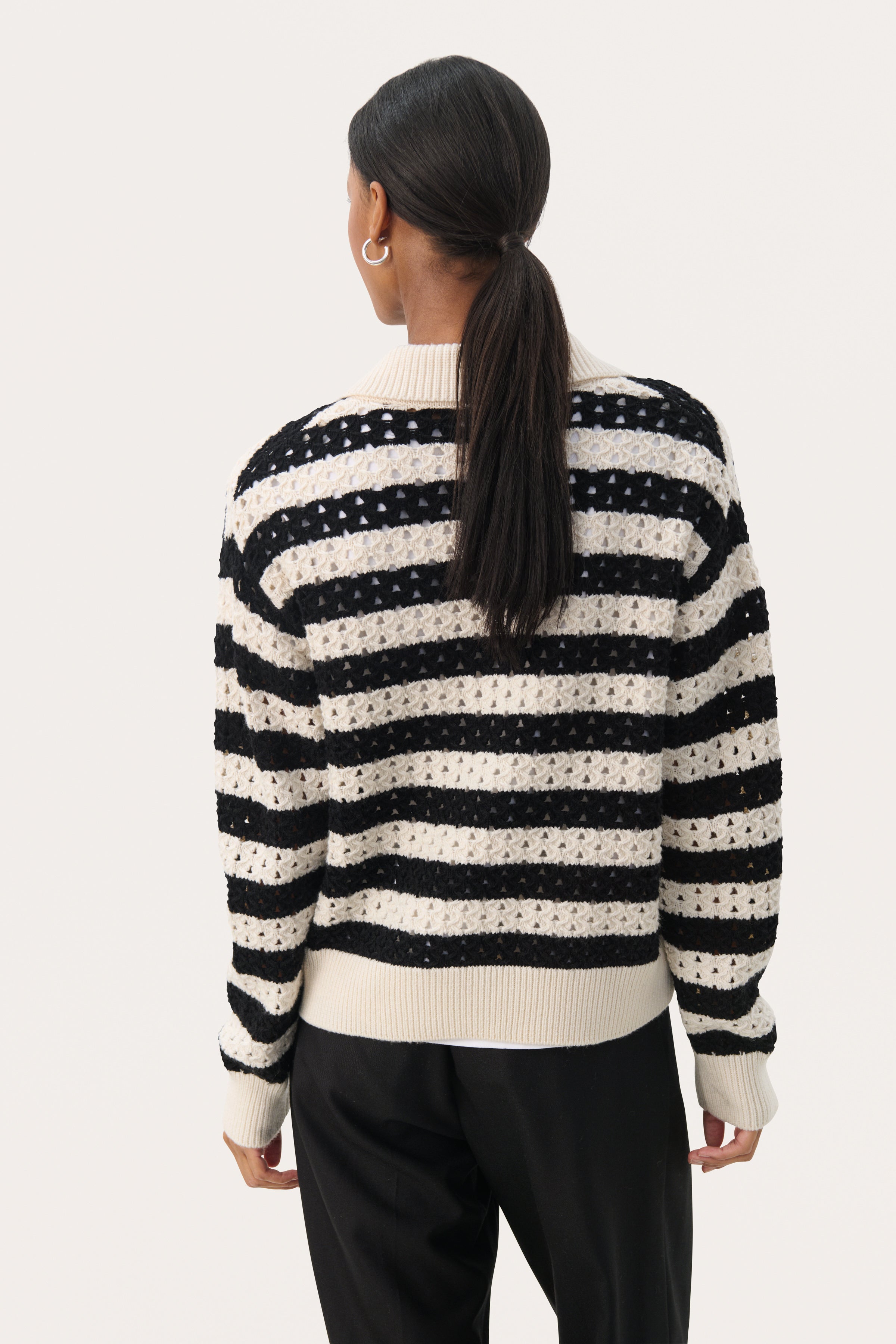 Naiya Black Stripe Sweater - 30309429