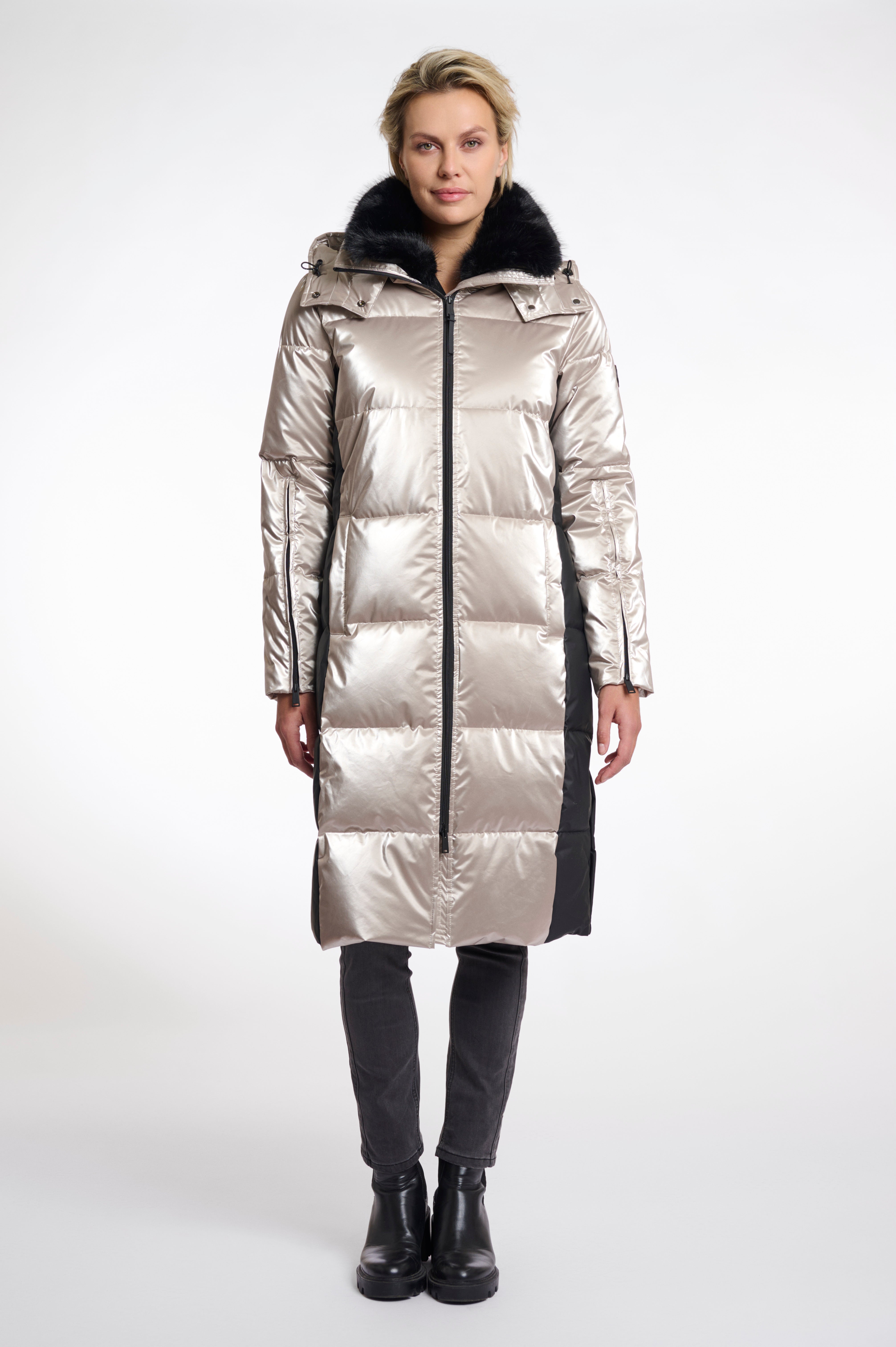 Ciara Ice Grey Metallic Padded Coat