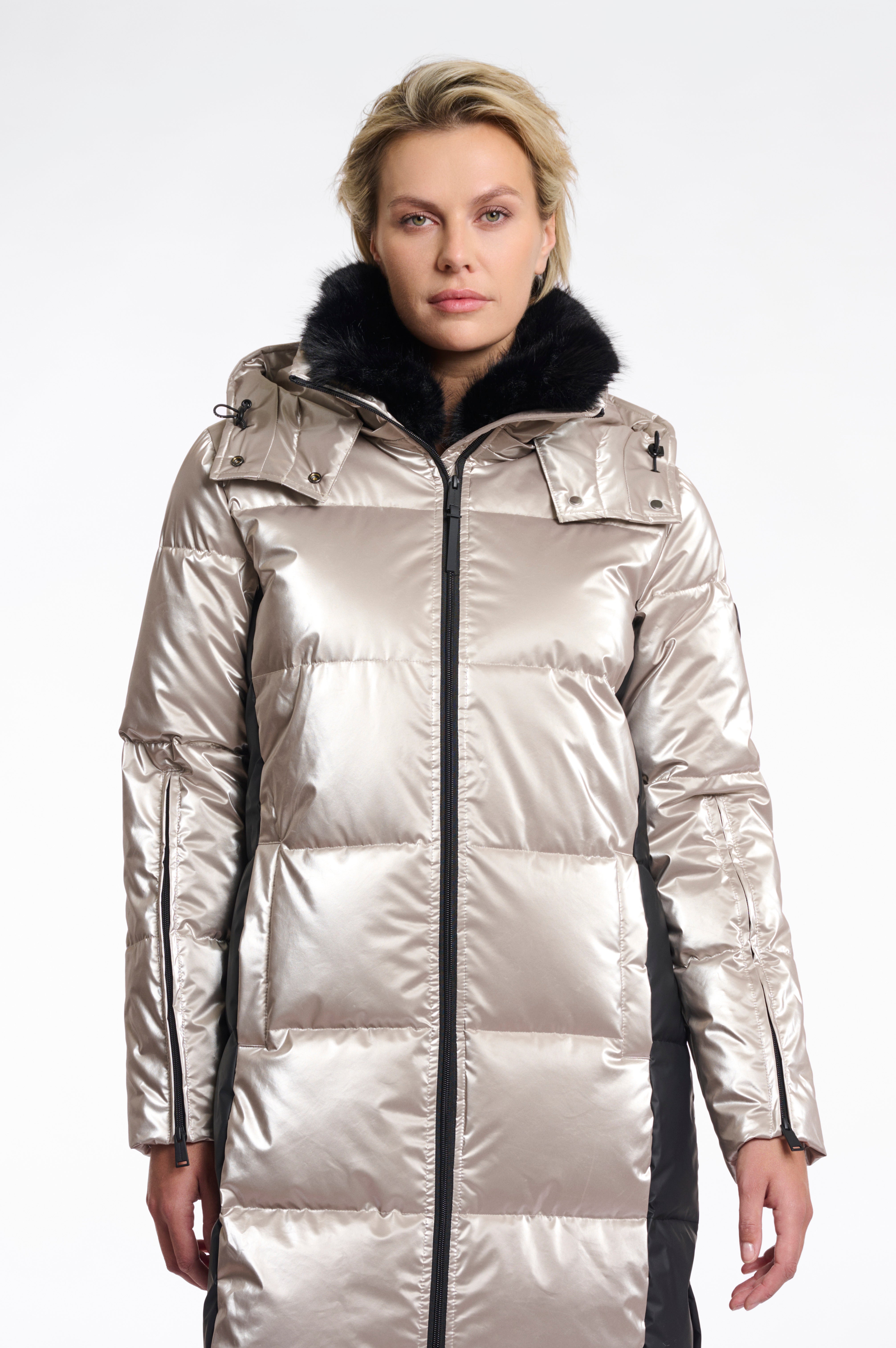 Ciara Ice Grey Metallic Padded Coat