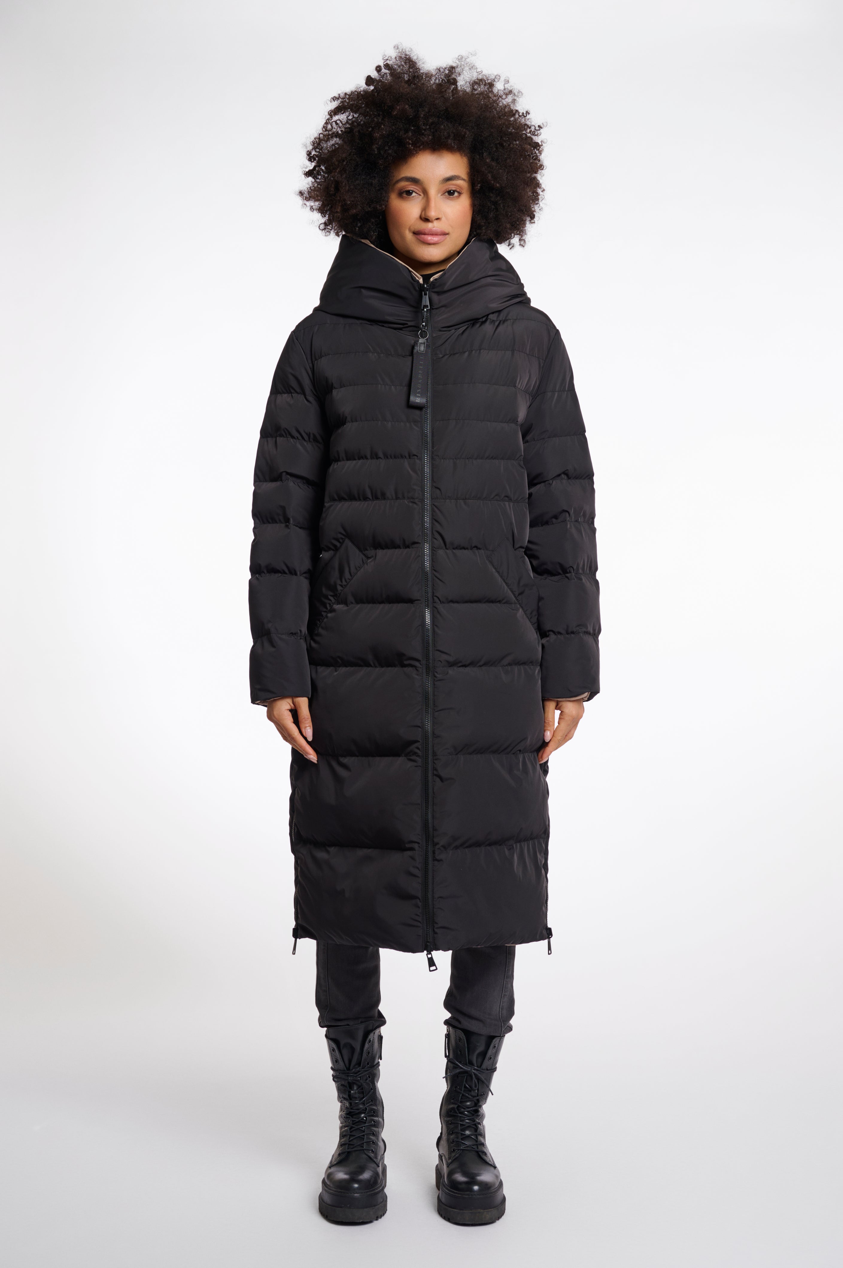 Keila Black & Toffee Reversible Coat